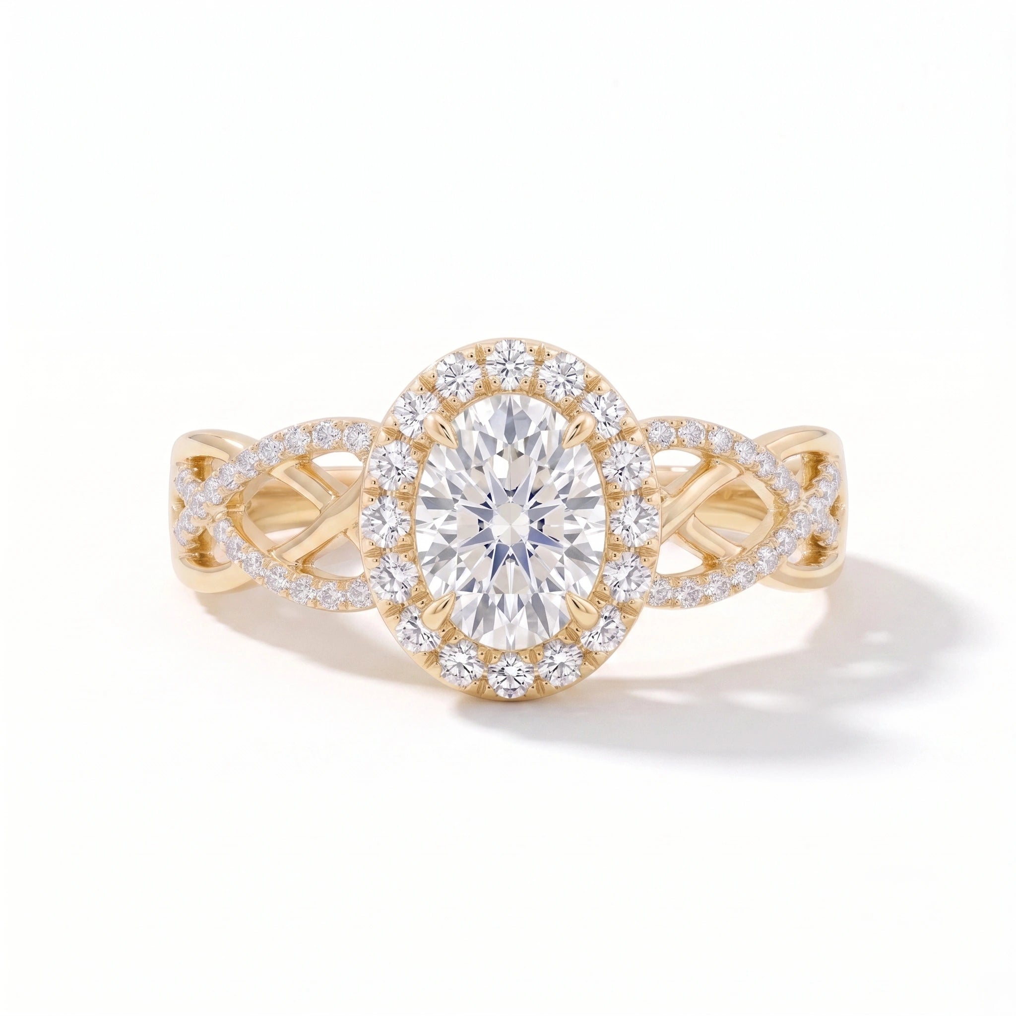 Oval Cut Brilliant Moissanite Filigree Halo Ring