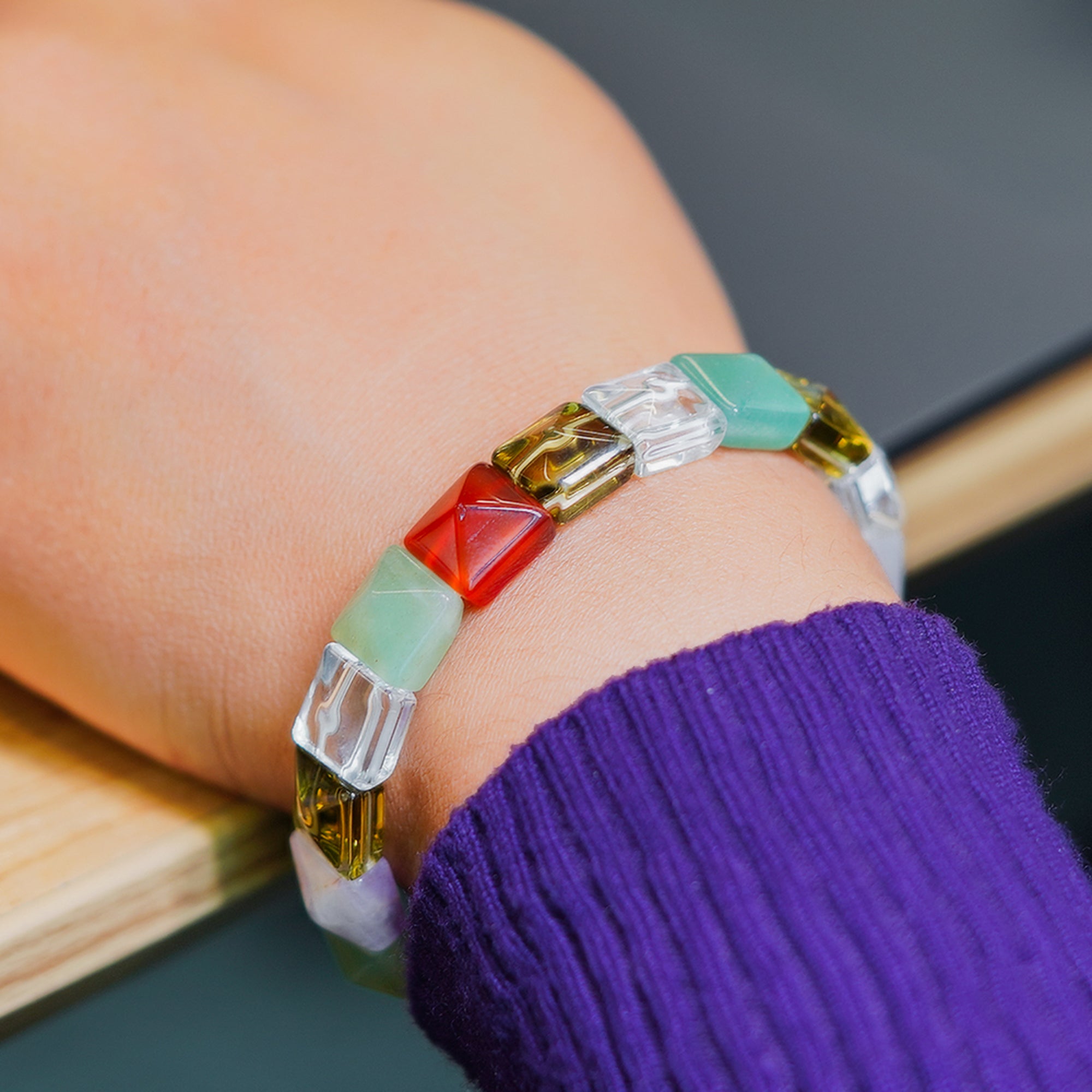 Multi-Stone Pyramid Bracelet
