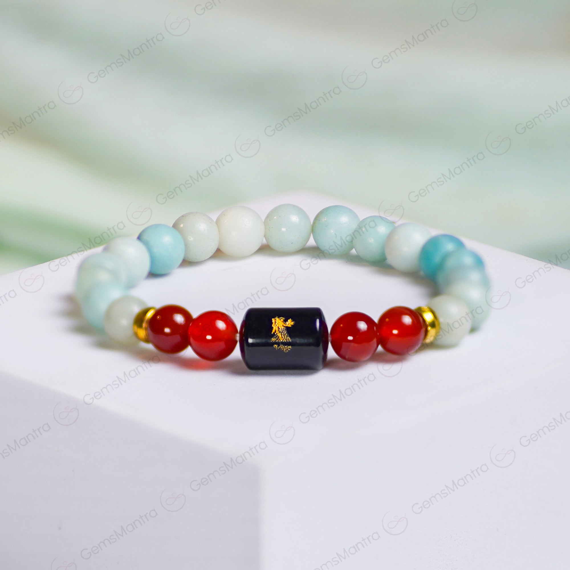 Virgo Zodiac Kanya Rashi Bracelet with Amazonite & Carnelian