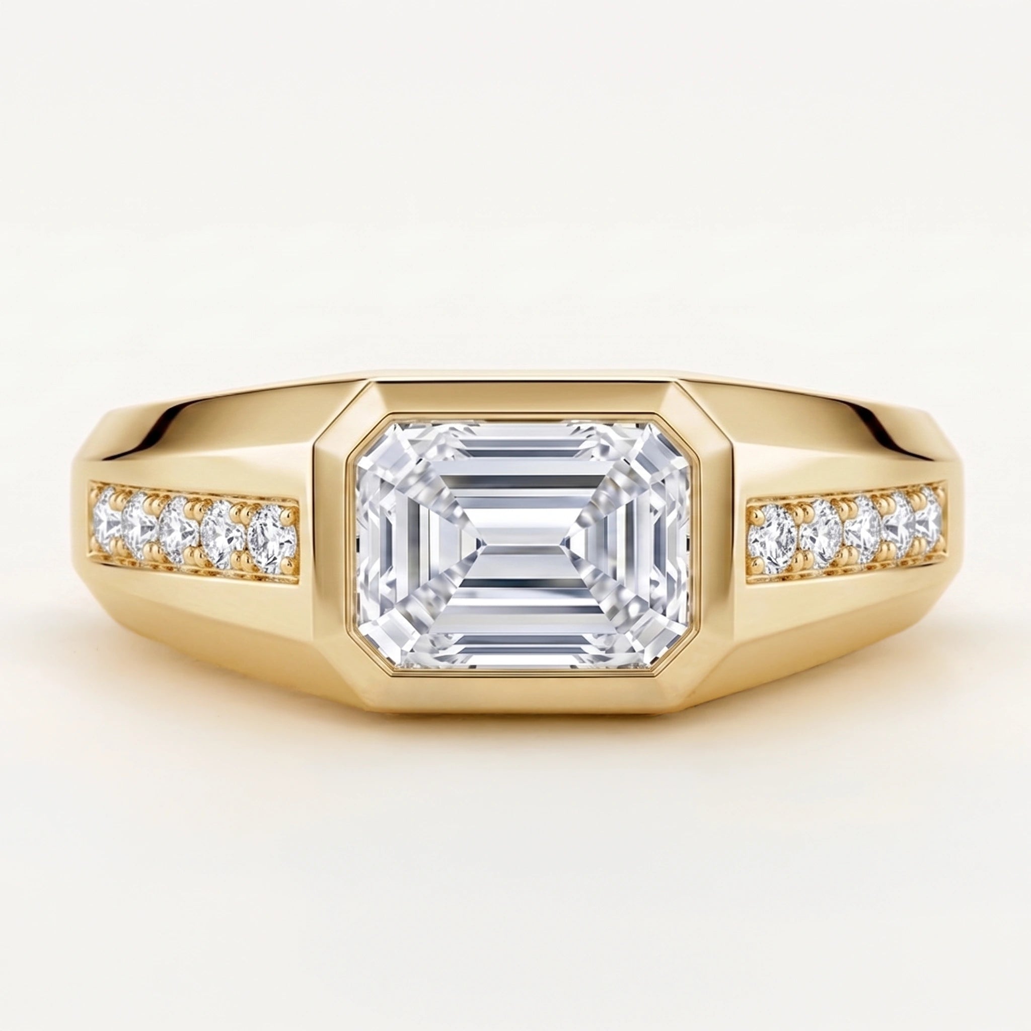 Horizontal Emerald Cut Lab Diamond Bold Fashion Band