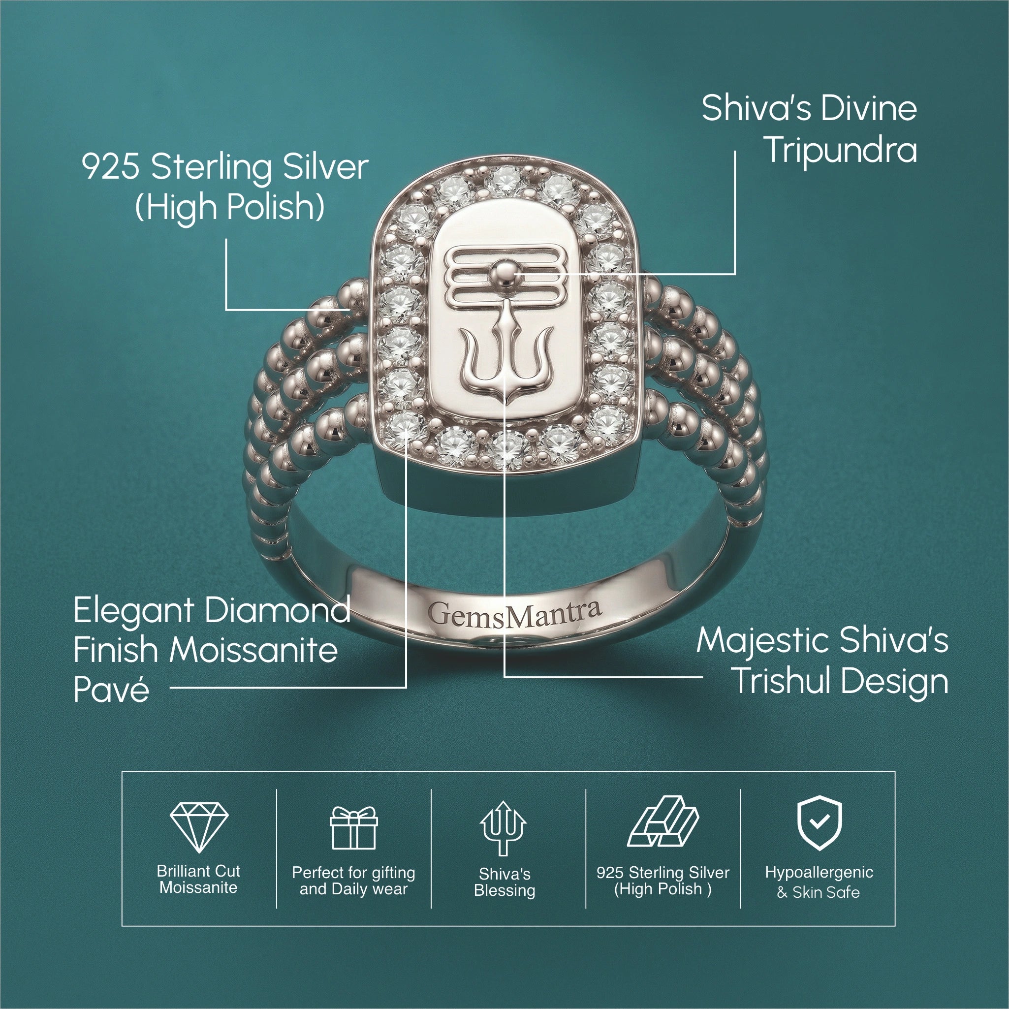Shivling silver ring