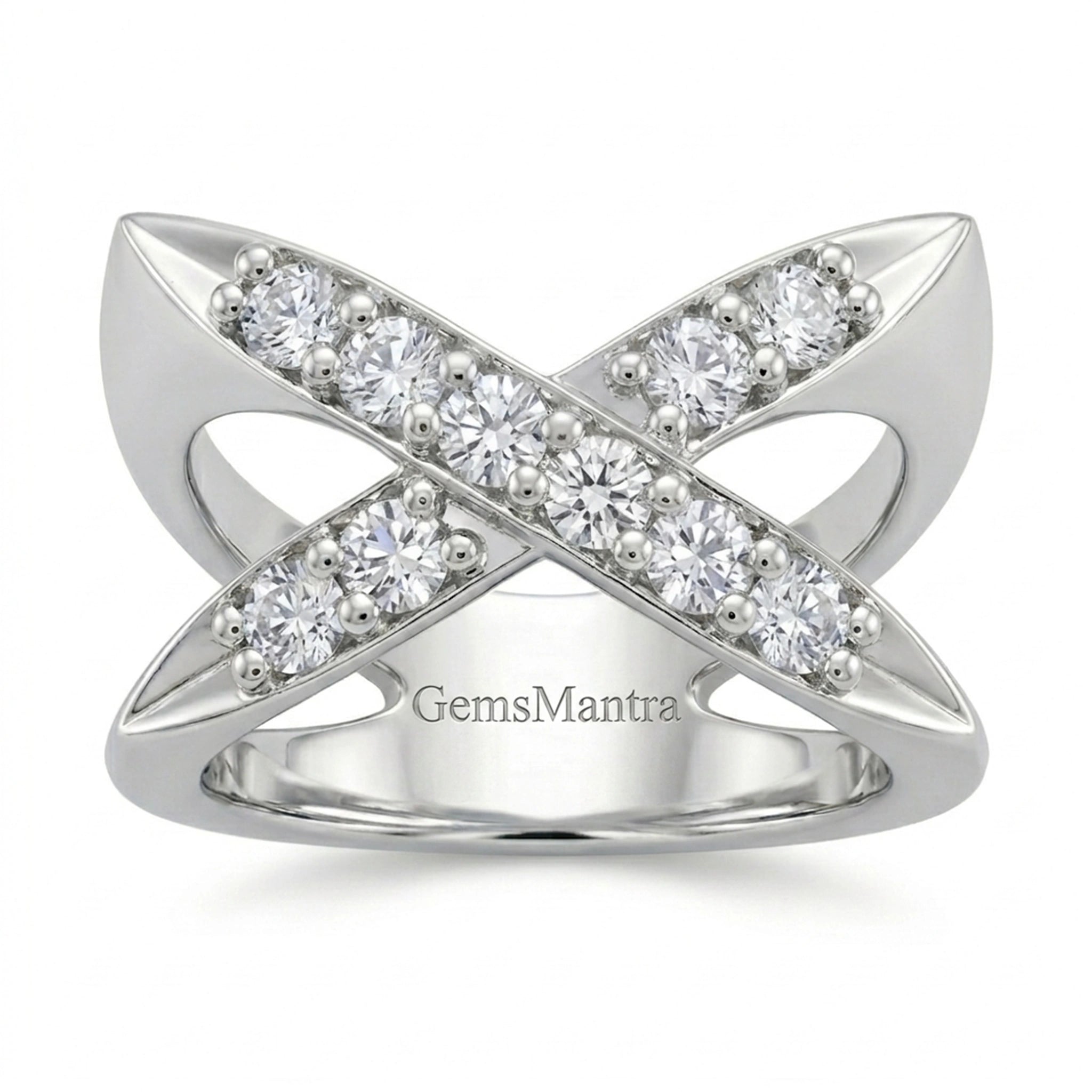 Classic Infinity Diamond Finish Moissanite  Statement Ring in 925 Silver