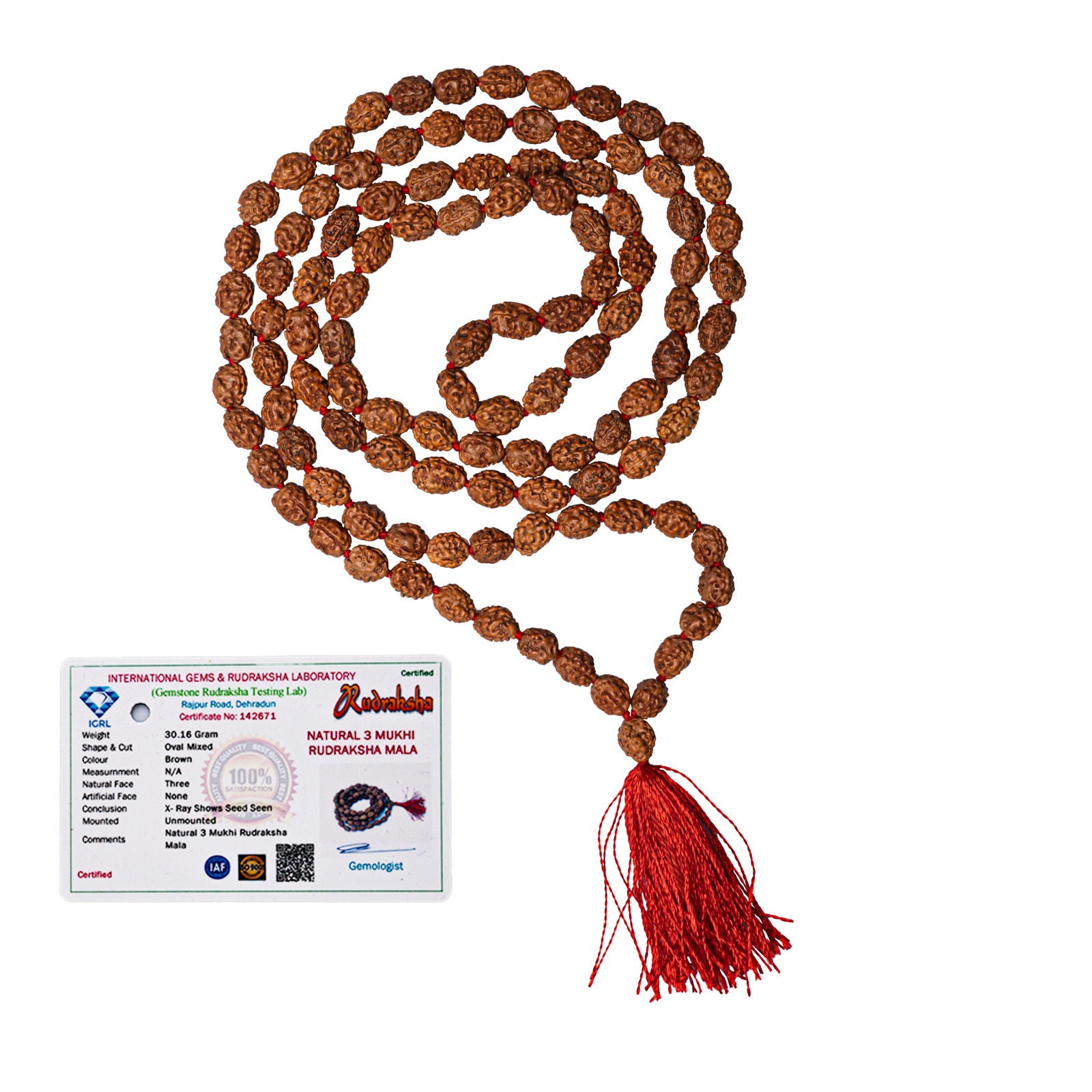 3 Mukhi Rudraksha Mala - Gemsmantra