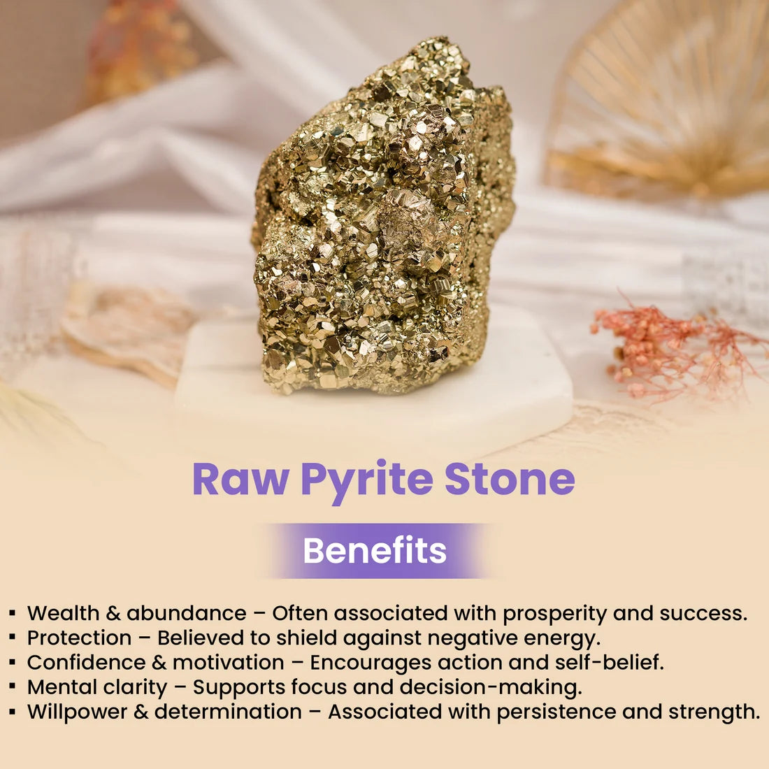 Raw Pyrite Stone - Money Magnet Chunk for Cash Box & Desk