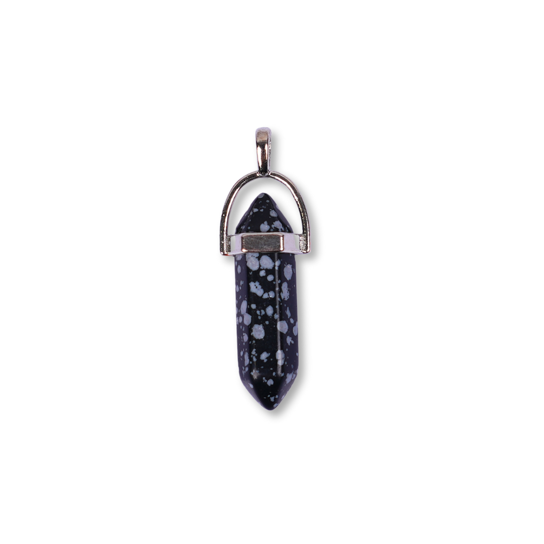 Snowflake Obsidian Double Terminated Pencil Pendant