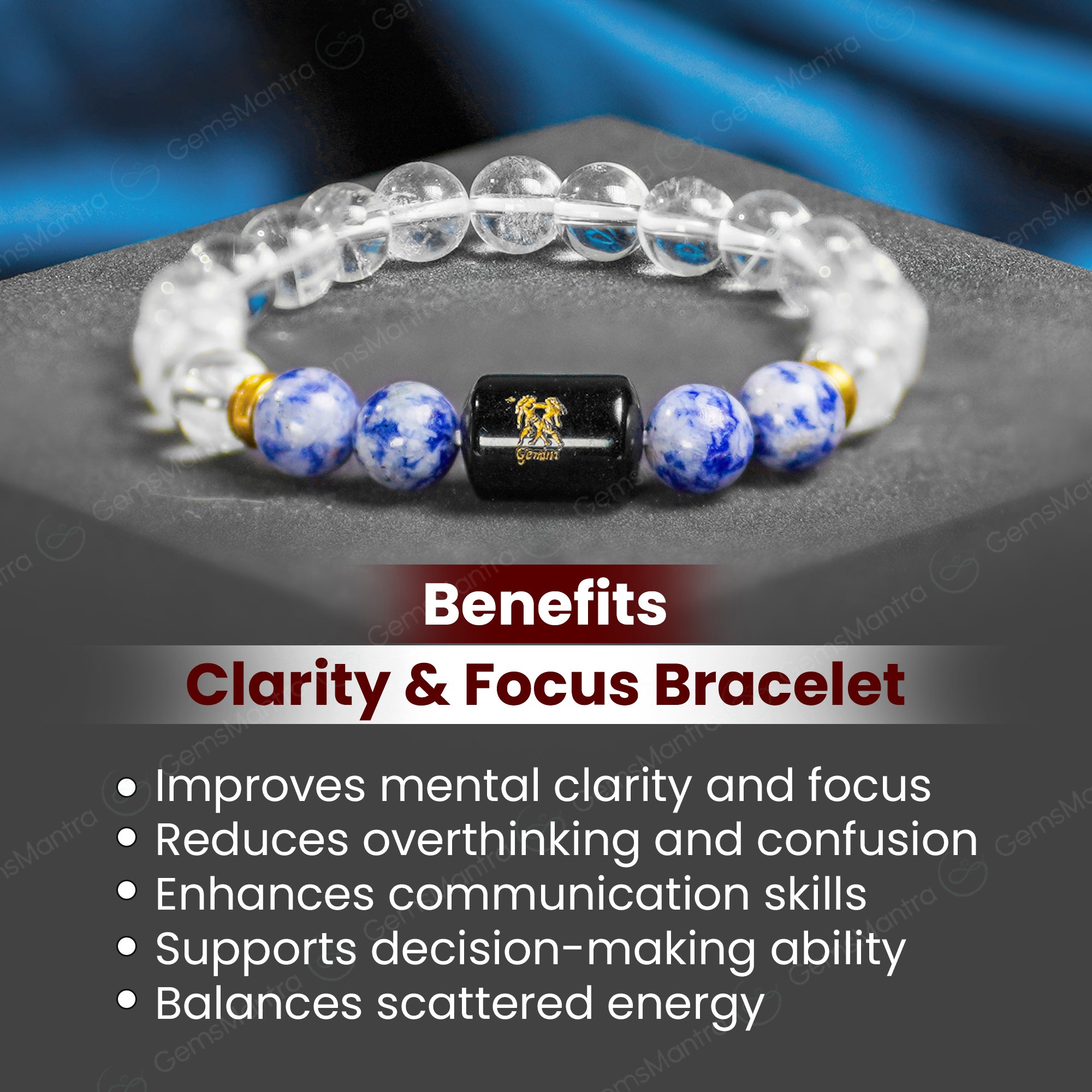 Gemini Zodiac Mithun Rashi Bracelet with Fluorite & Sodalite