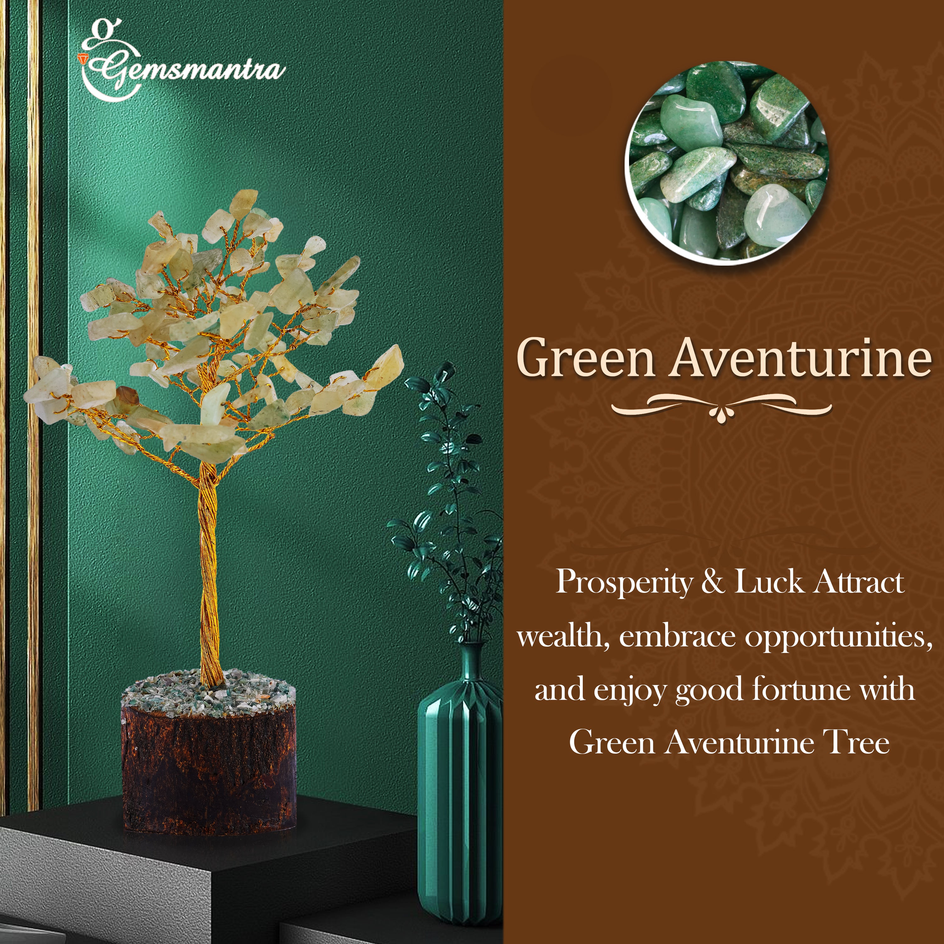 Small Green aventurine Crystal Tree