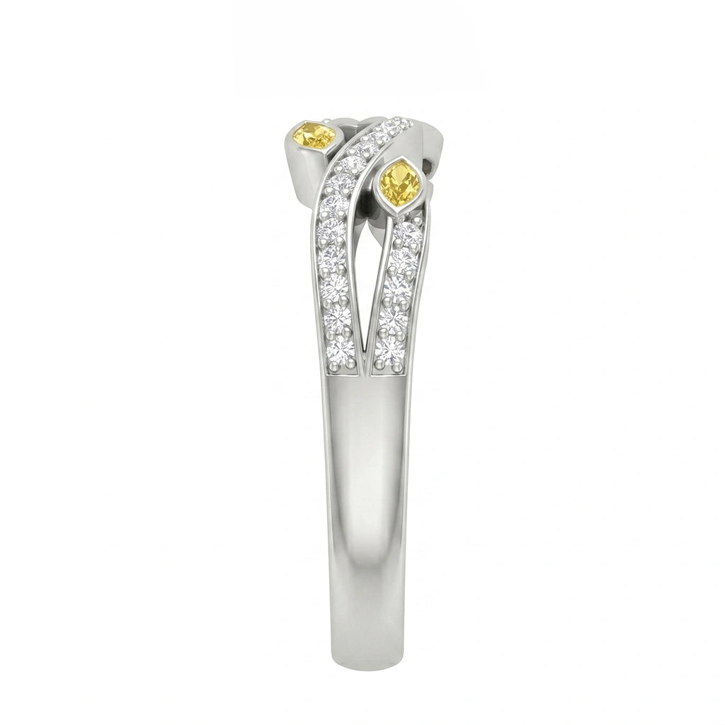 Twisted Vine Crystal and Diamond Finish  Moissanite Band in 925 Silver