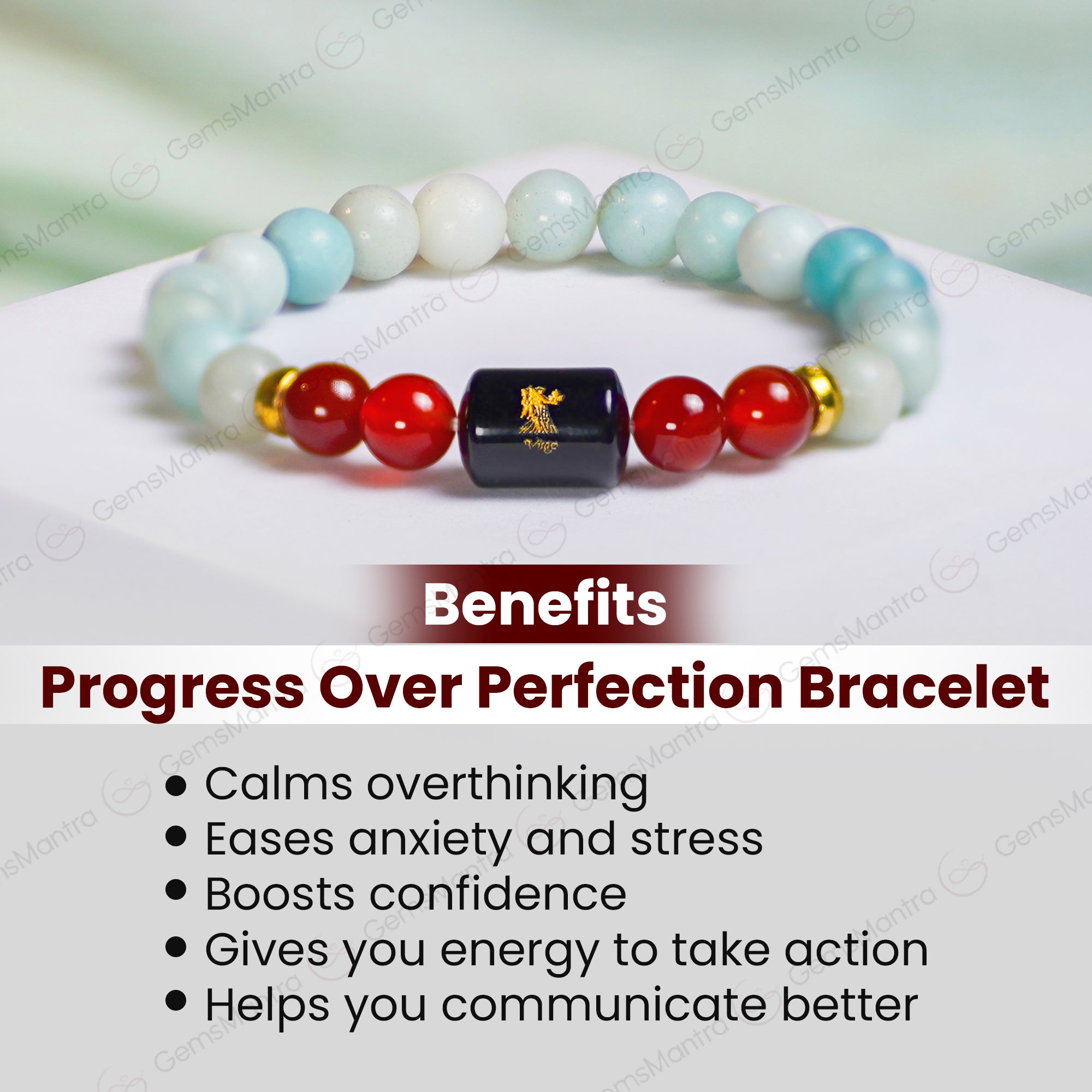 Virgo Zodiac Kanya Rashi Bracelet with Amazonite & Carnelian