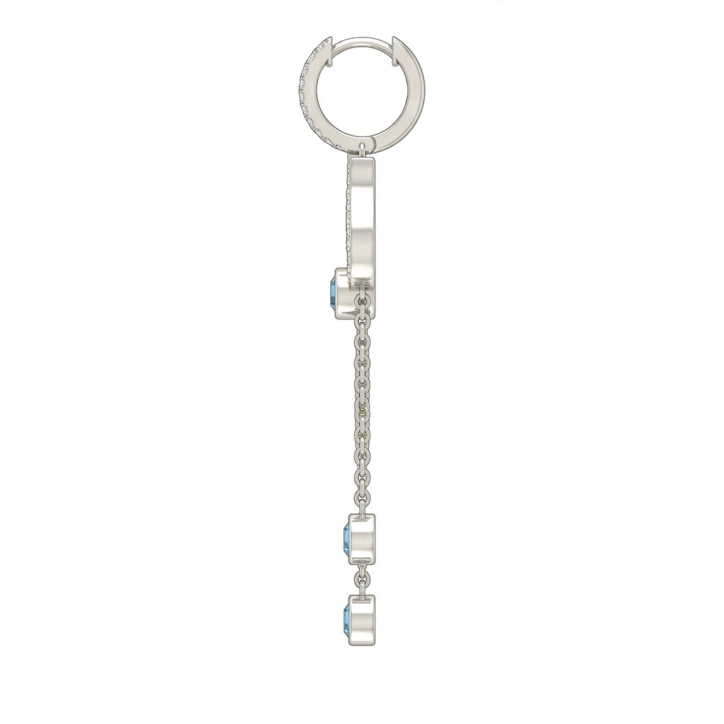 Trident Motif Crystal Diamond Finish Moissanite Drop Earrings in 925 Silver