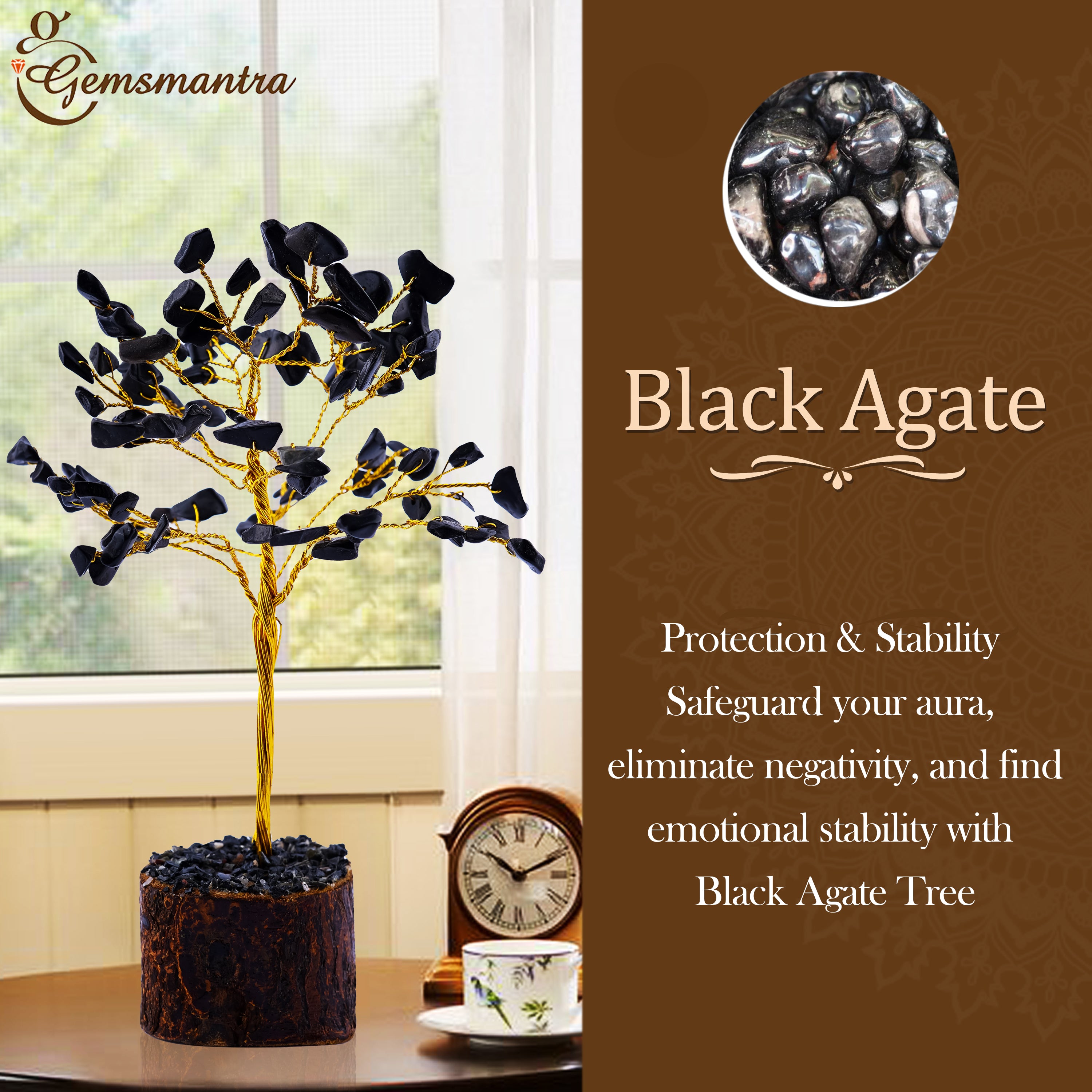 Small Black Agate Crystal Tree