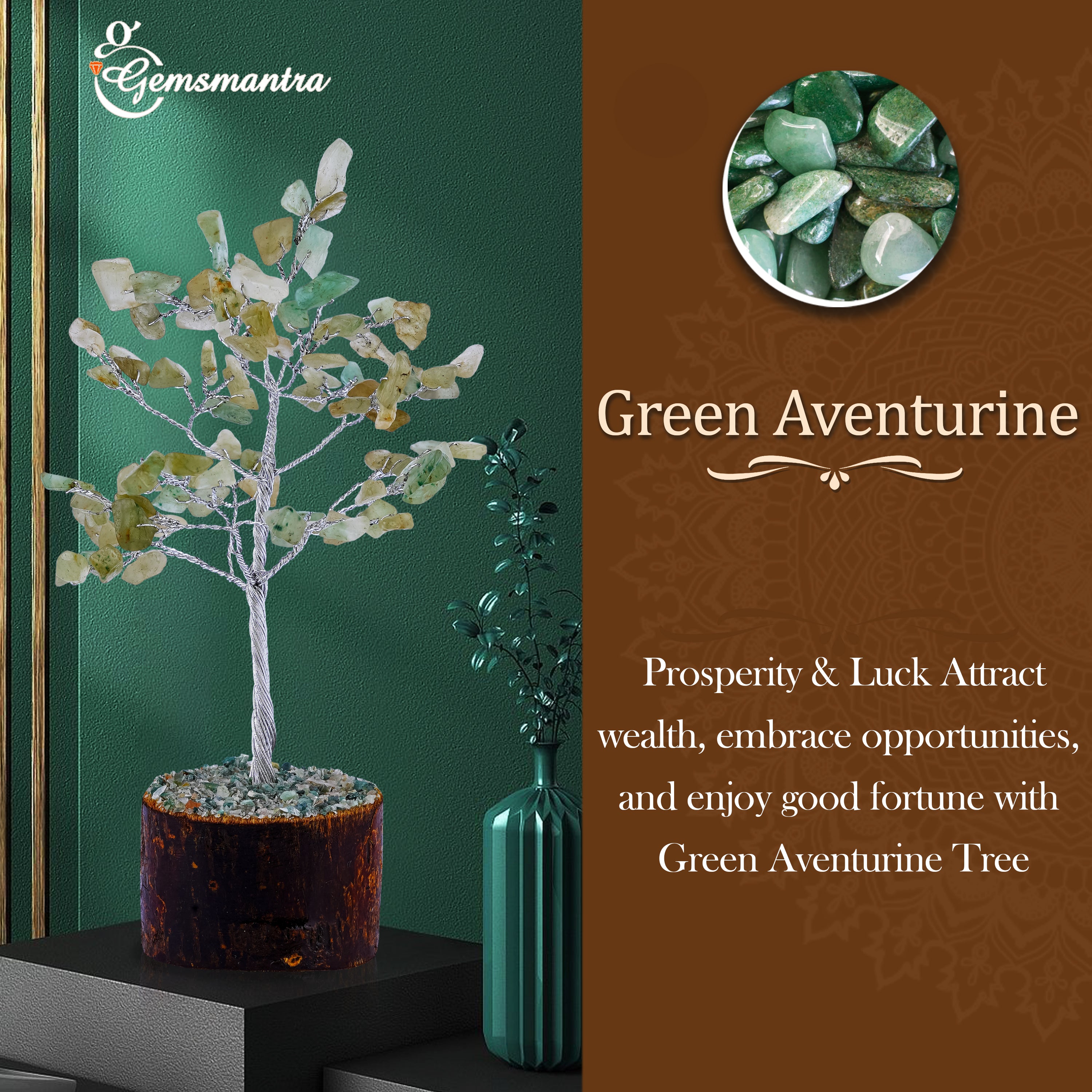 Small Green aventurine Crystal Tree