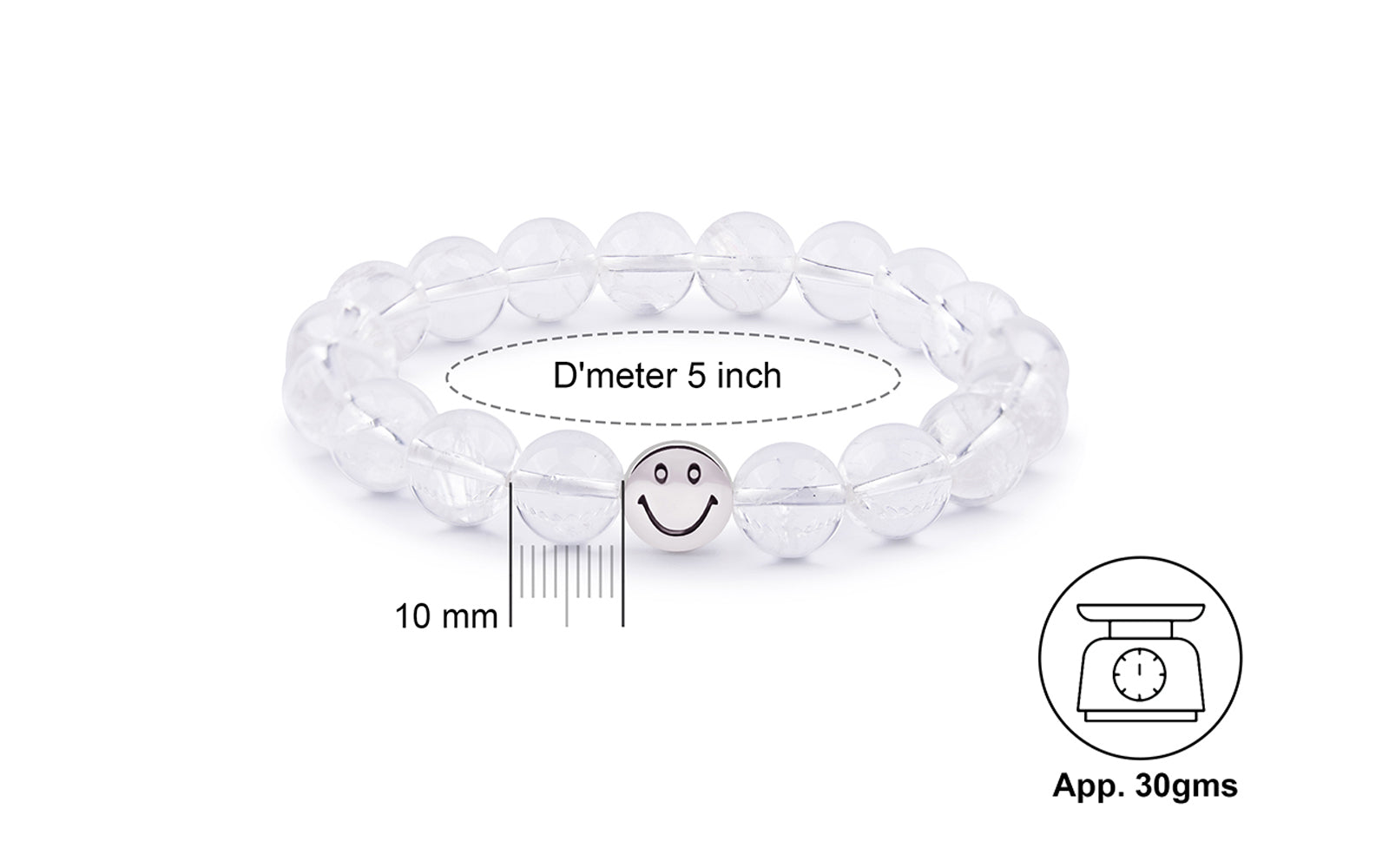 Smile Bracelet  Clear Quartz