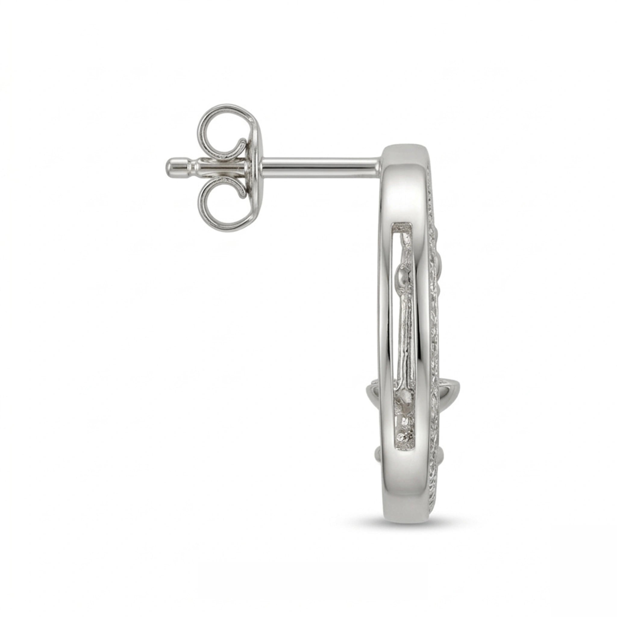 Celestial Crescent Moon and Libra Zodiac Diamond  Finish Moissanite Stud Earrings in 925 Silver