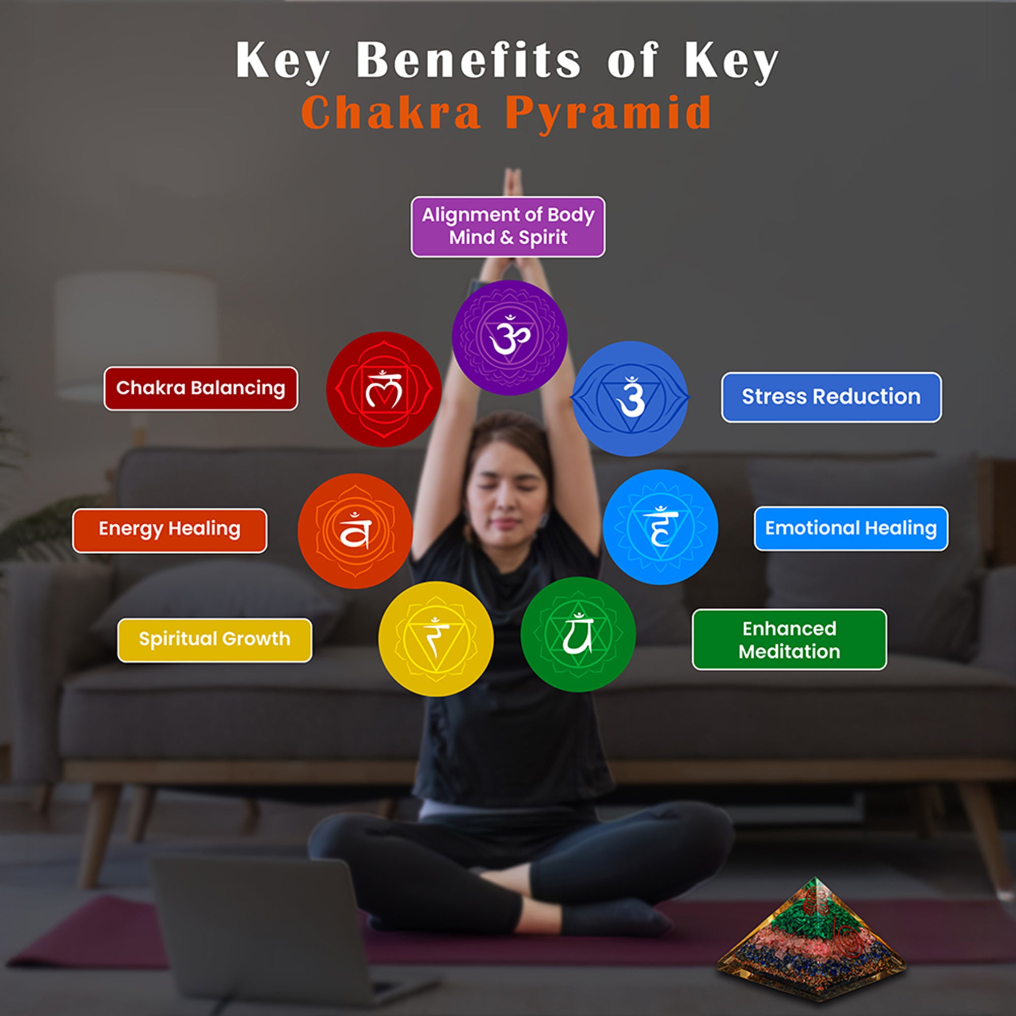 Rose Quartz, Lapis Lazuli & Malachite Pyramids – for Vastu