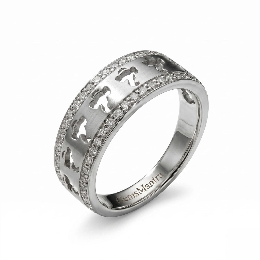 Lord ganesha silver ring with moisonnite