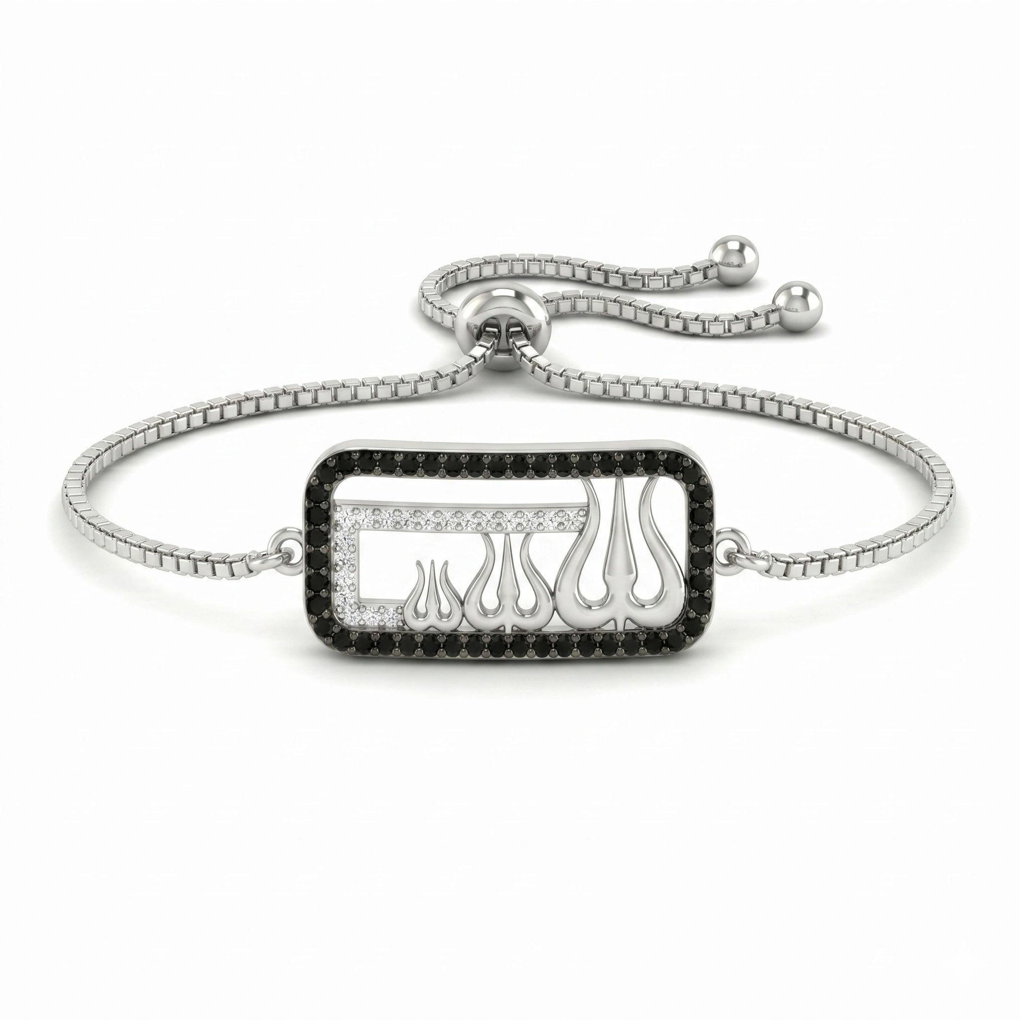 Om Engraved Silver Bracelet