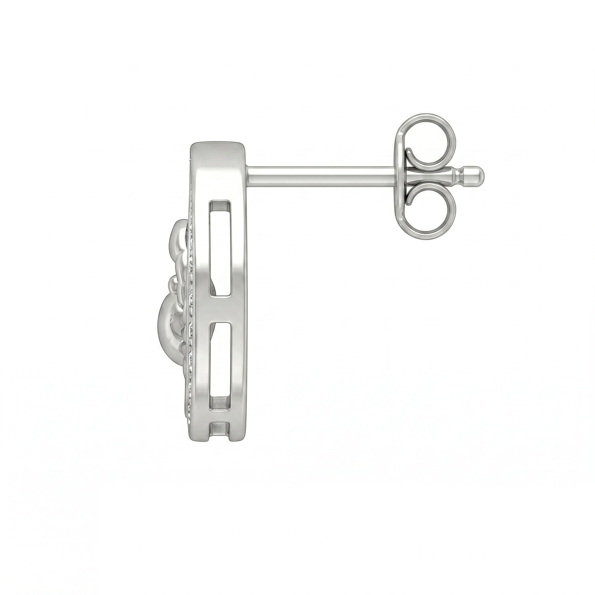Celestial Crescent Moon and Cancer Zodiac Diamond  Finish Moissanite Stud Earrings in 925 Silver
