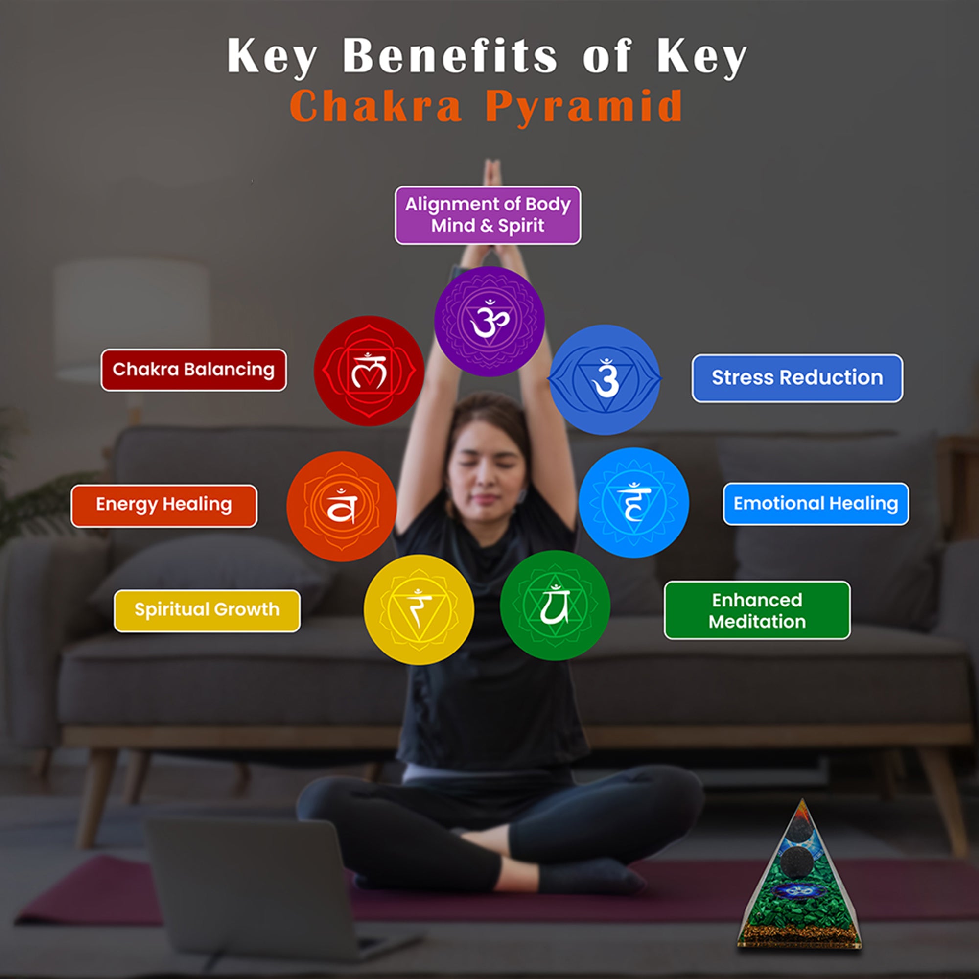 Malachite with Black Ball Pyramid – for Vastu