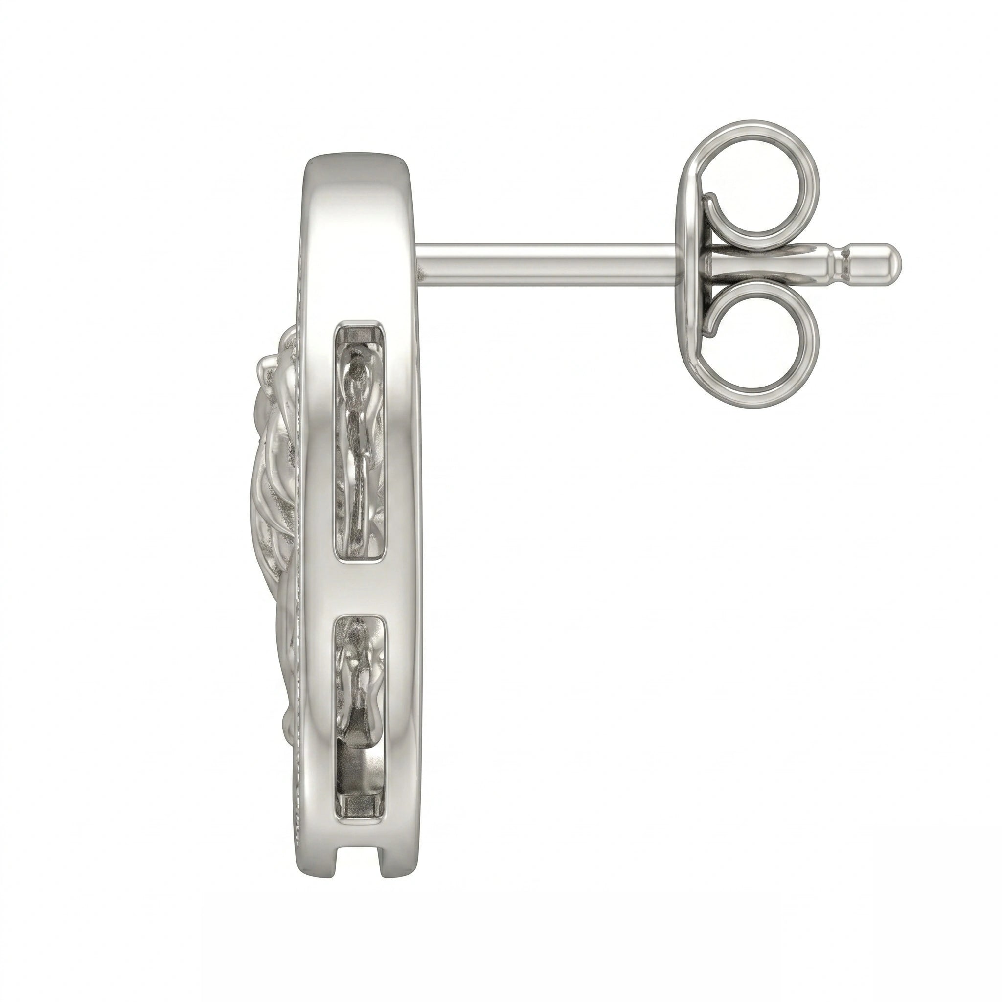 Celestial Crescent Moon and Leo Zodiac Diamond  Finish Moissanite Stud Earrings in 925 Silver