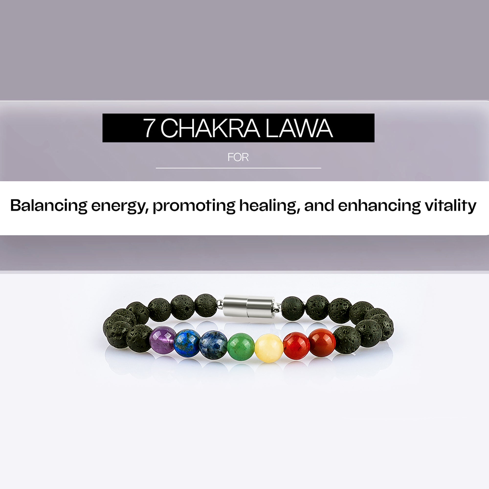 7 Chakra Lava Bracelet – Grounding & Aromatherapy