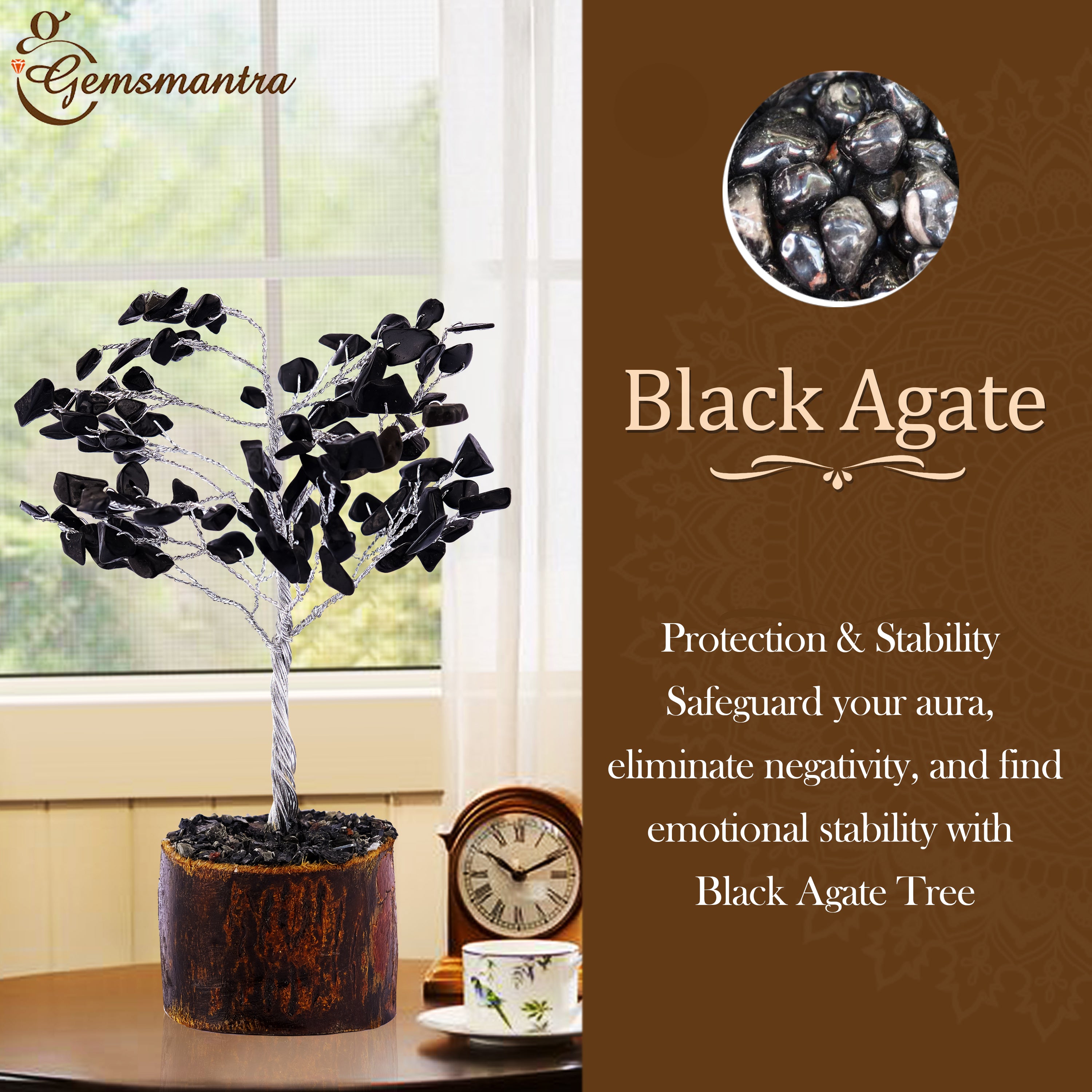 Small Black Agate Crystal Tree