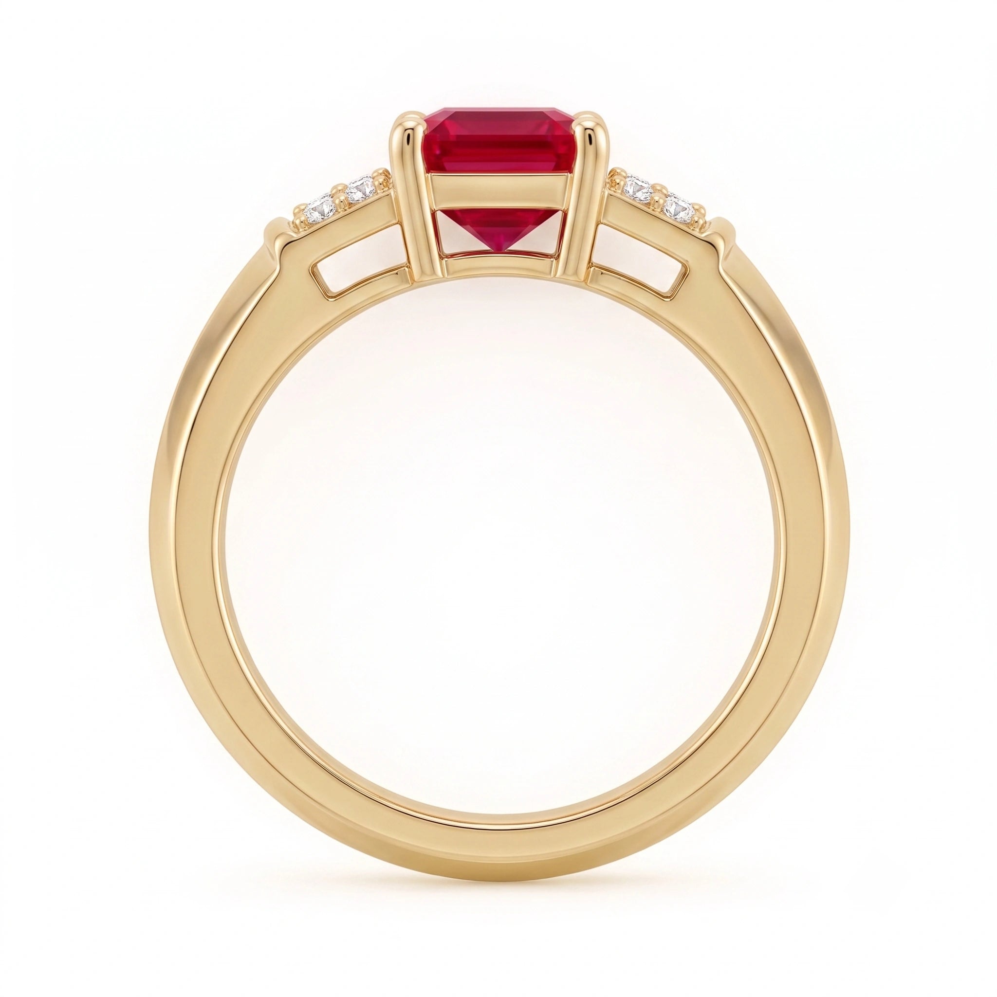 Classic Emerald-Cut Crimson Ruby Statement Ring in Yellow Gold