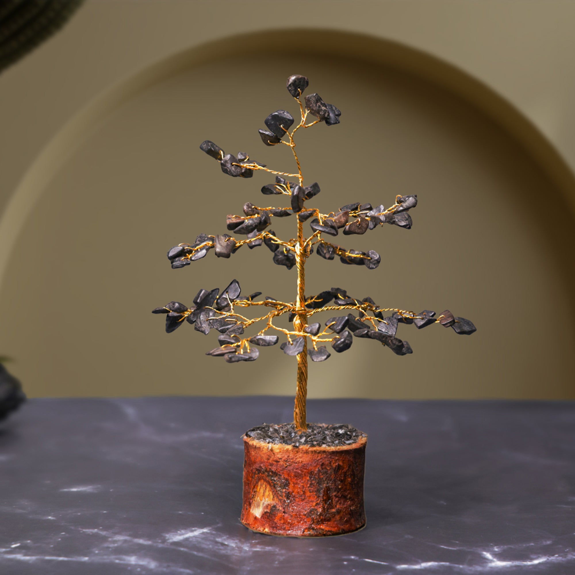 Black Agate Crystal Tree – Small, for Vastu
