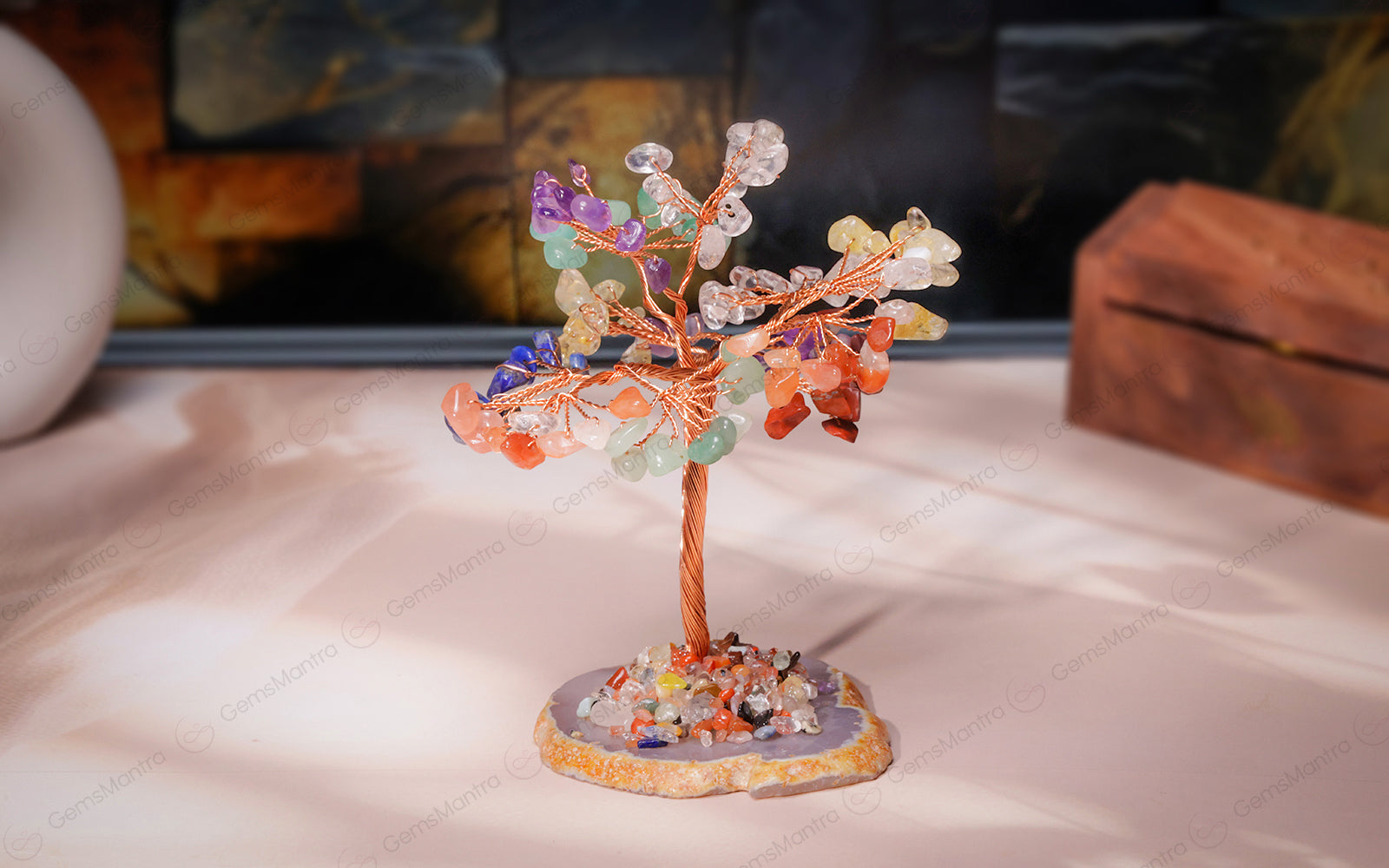 7 Chakra With Agate Plate Tree