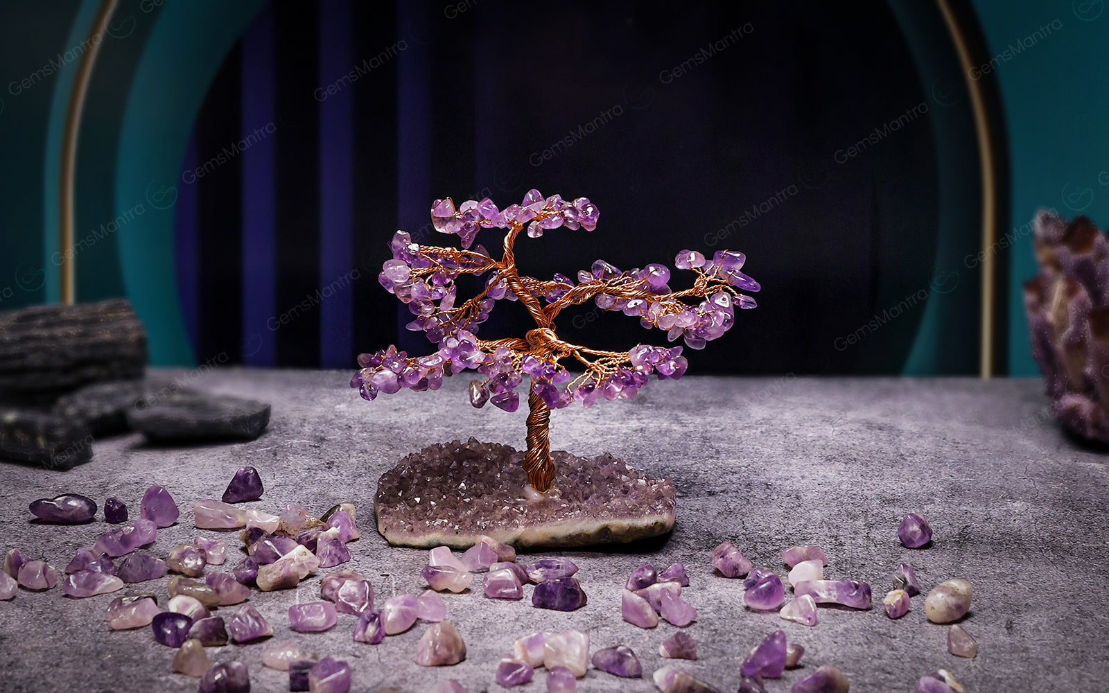 Amethyst Tree With Amethyst Cluster Tree Base