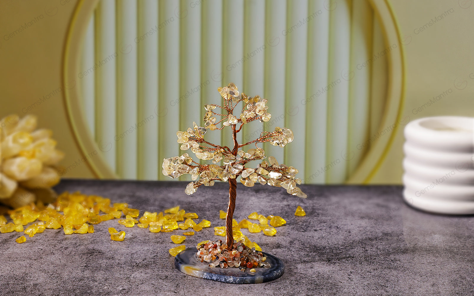 Citrine crystal Tree With Agate Plate Base