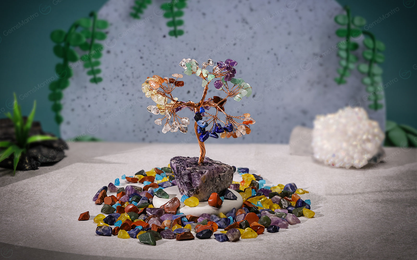 Seven Chakra With Amethyst Cluster