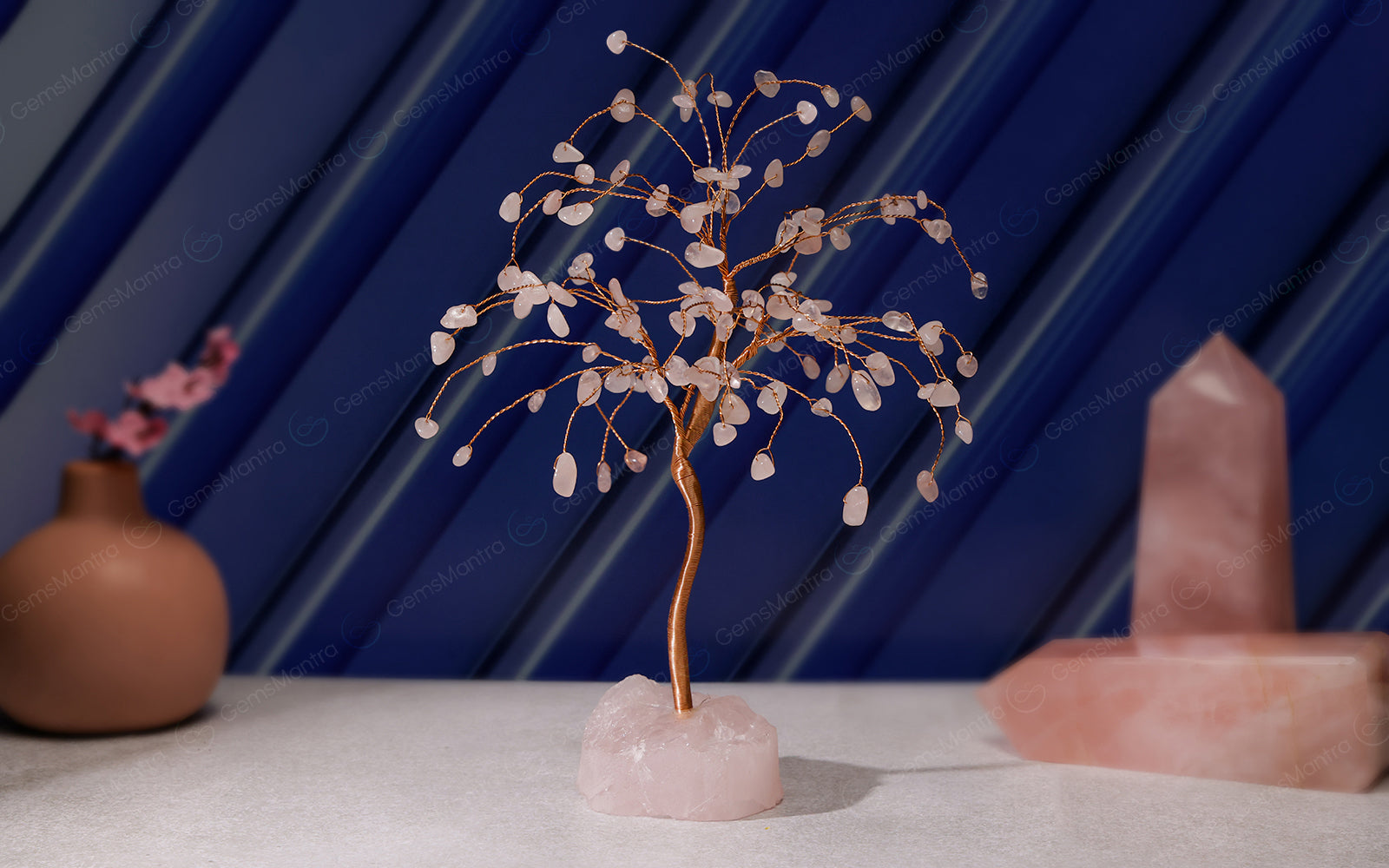 Rose Quartz With Raw Rose Quartz Large Tree