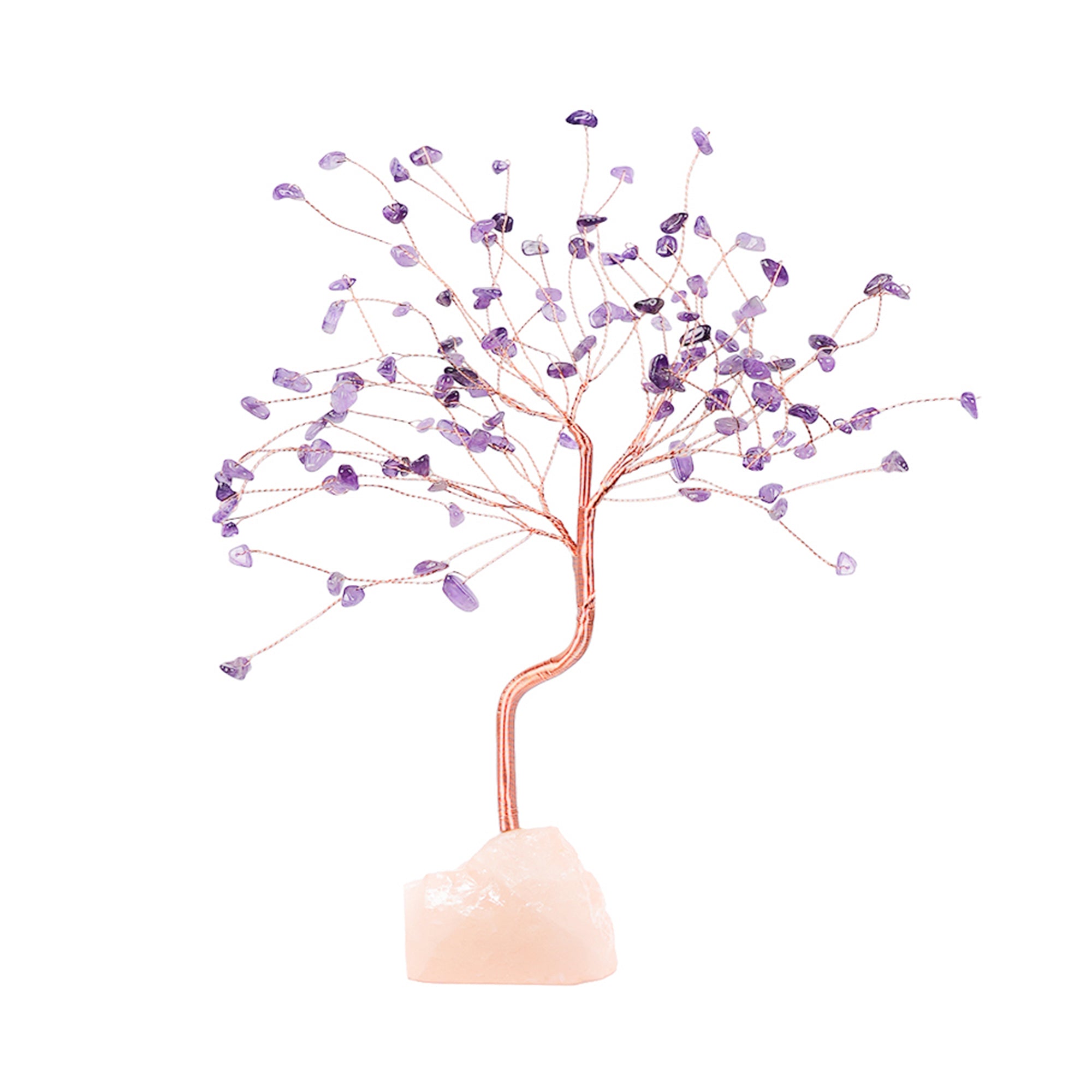 Amethyst Crystal Tree with Raw Rose Quartz – Large, for Vastu