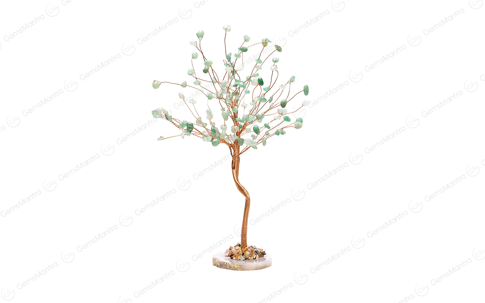 Green Aventurine With Agate Plate Large Tree