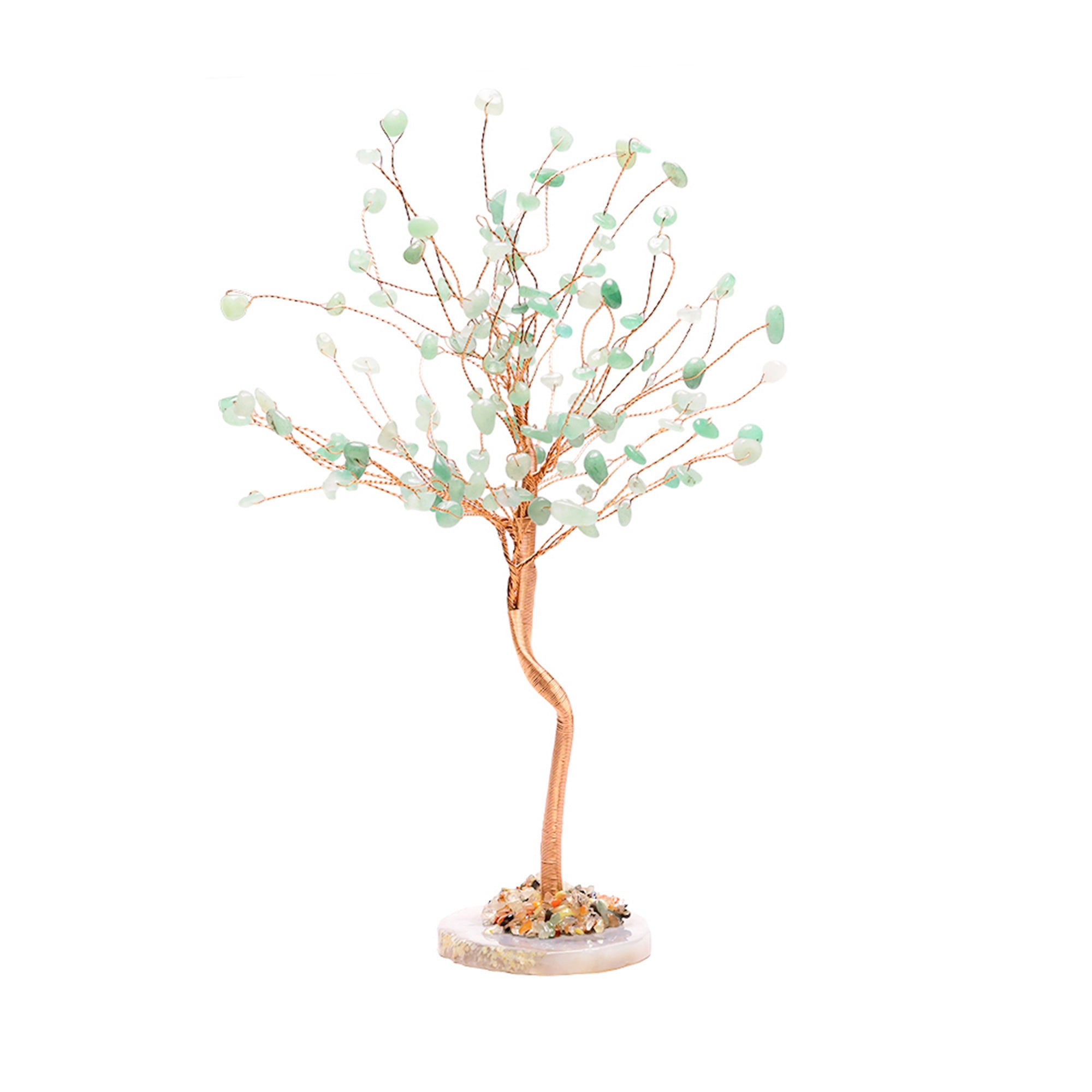 Green Aventurine Crystal Tree with Agate Plate – Large, for Vastu
