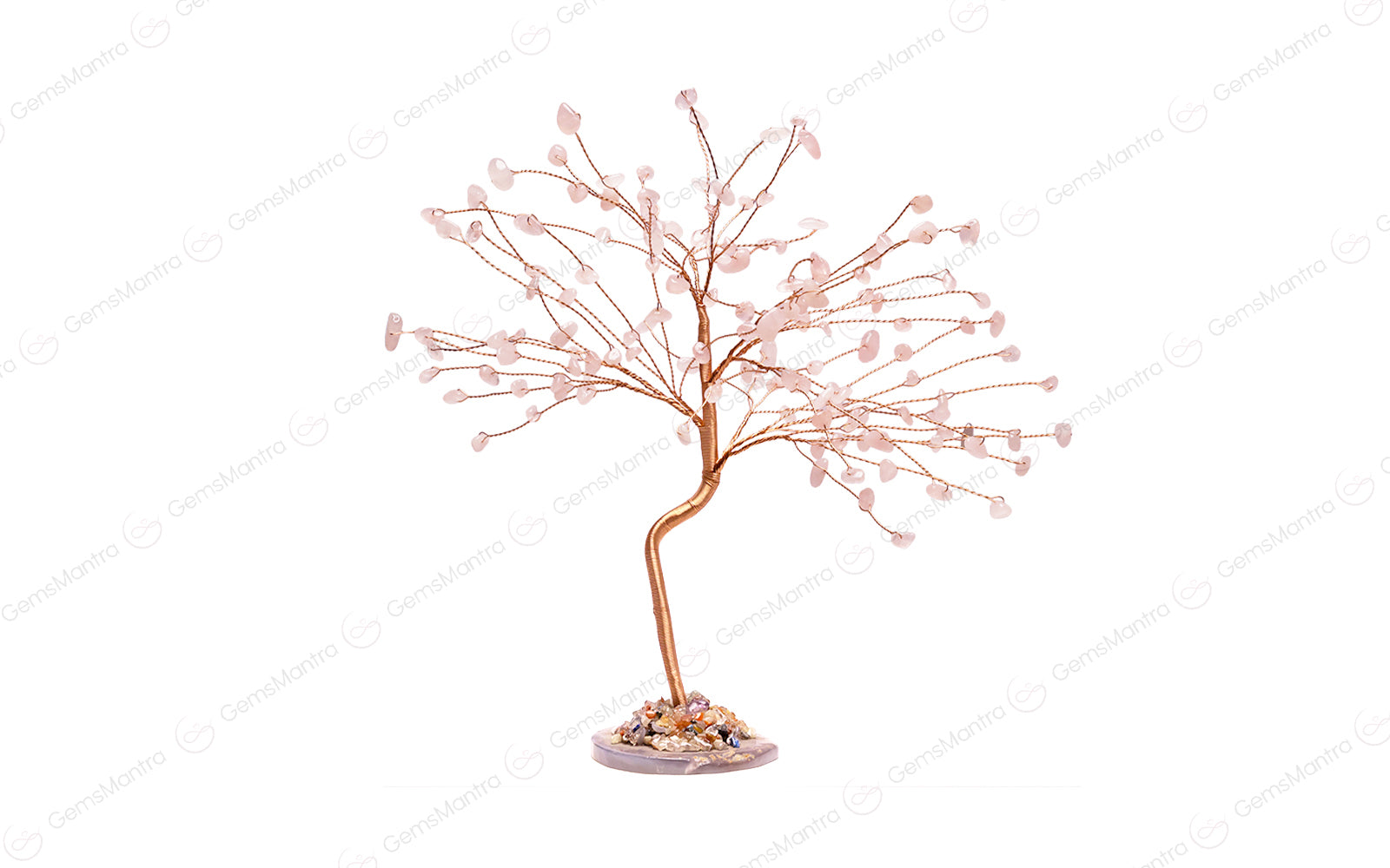 Rose Quartz With Agate Plate Large Tree