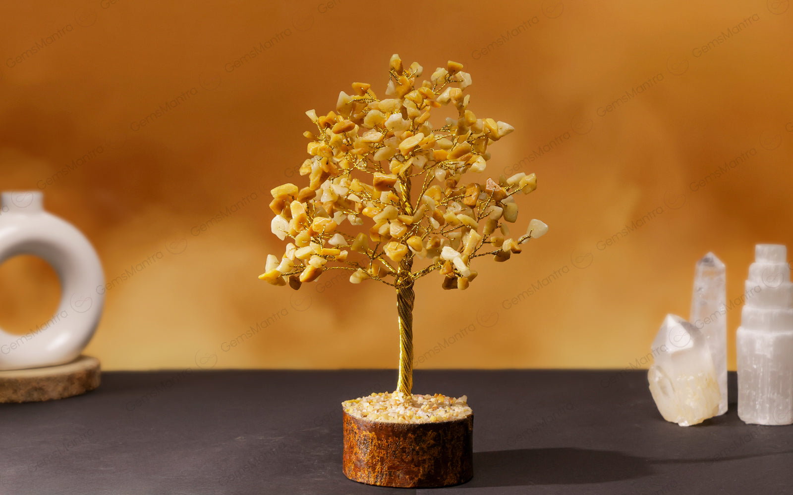 Large Golden Quartz Crystal Tree