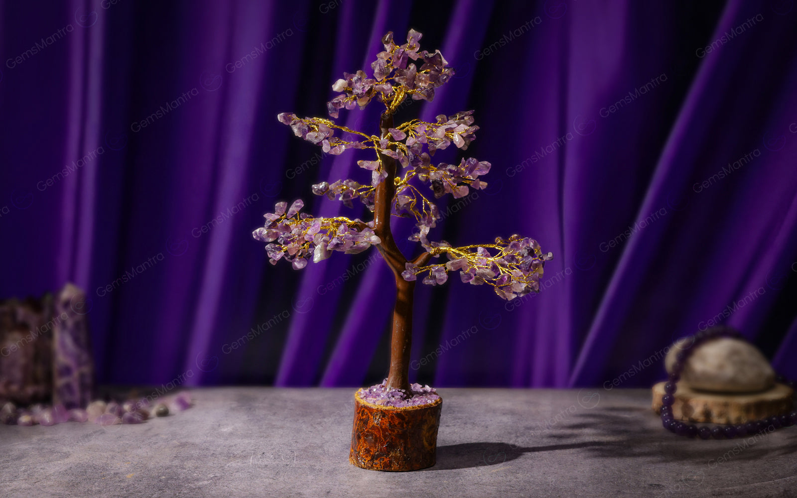 Wooden Amethyst Crystal Tree