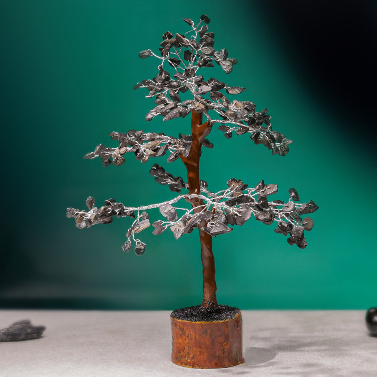 Black Agate Crystal Tree – Wooden Base, for Vastu – view 4