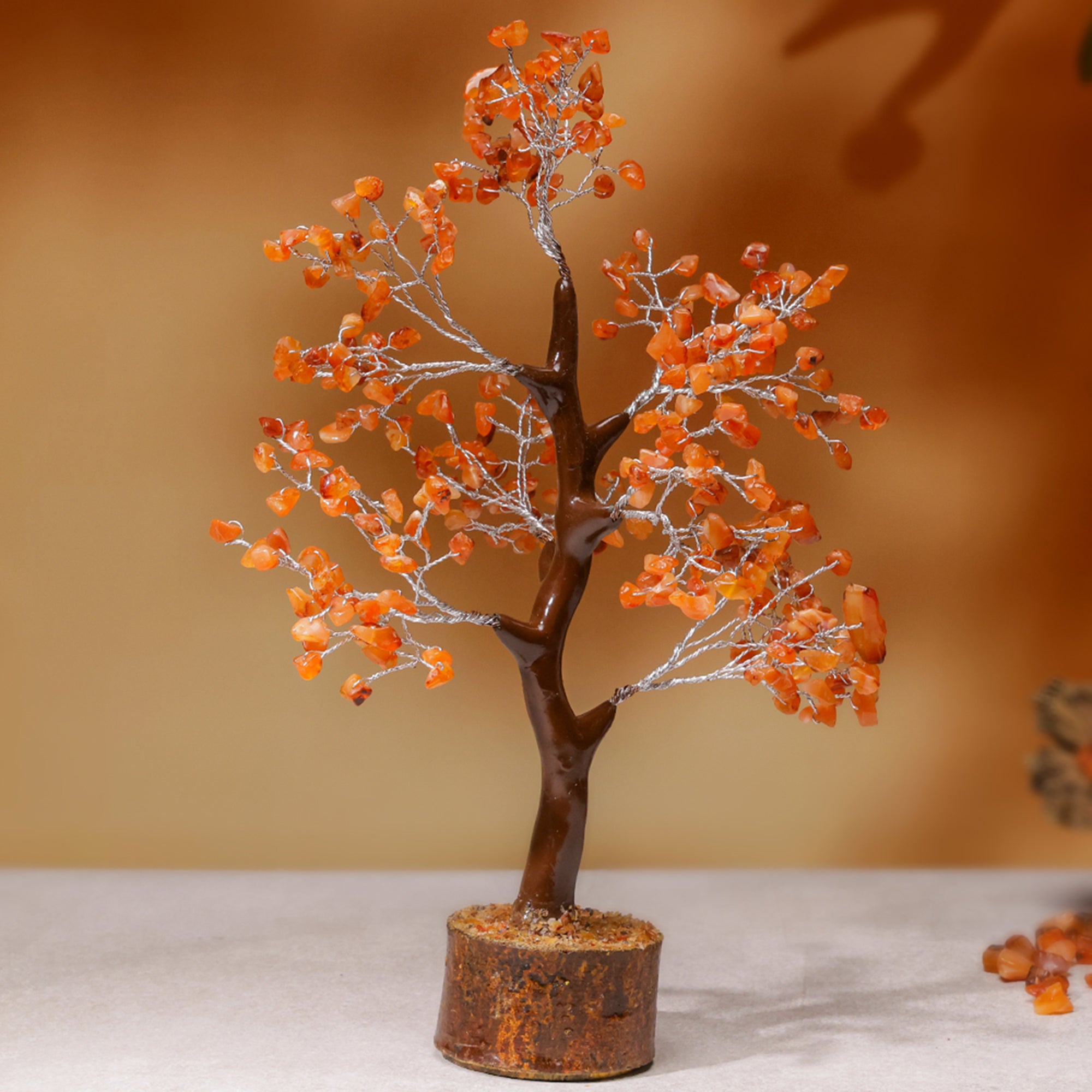 Carnelian Crystal Tree – Wooden Base, for Vastu