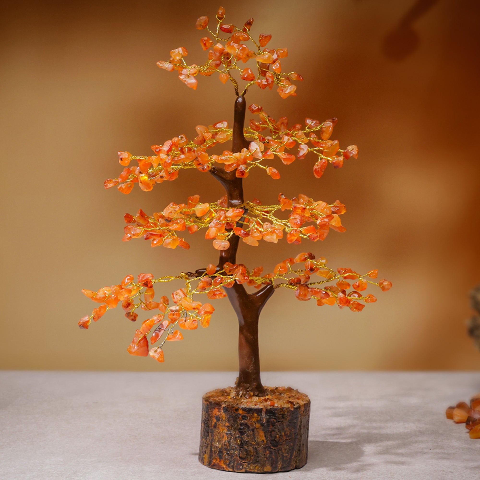 Carnelian Crystal Tree – Wooden Base, for Vastu