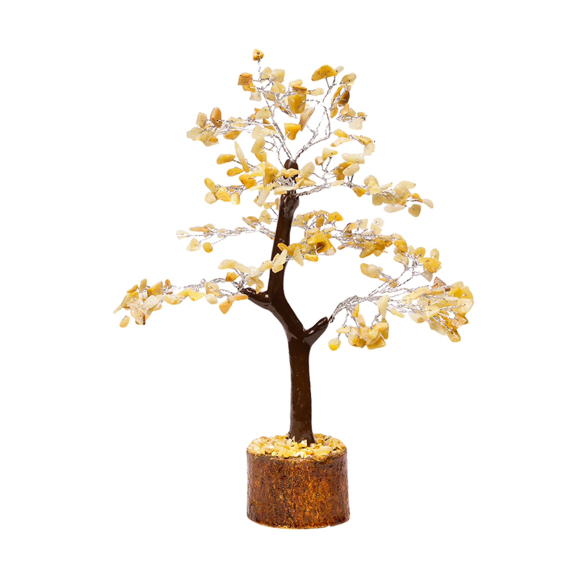 Golden Quartz Crystal Tree – Wooden Base, for Vastu