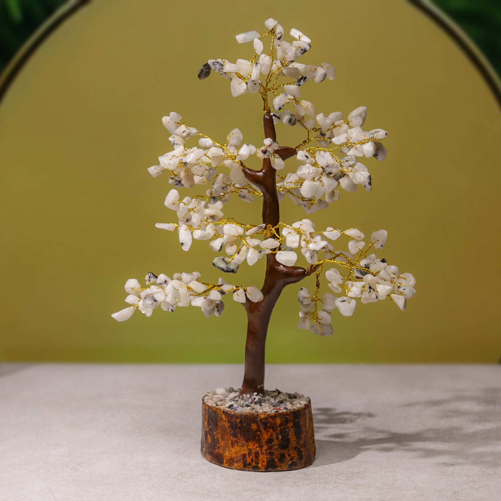 Rainbow Moonstone Crystal Tree – Wooden Base, for Vastu