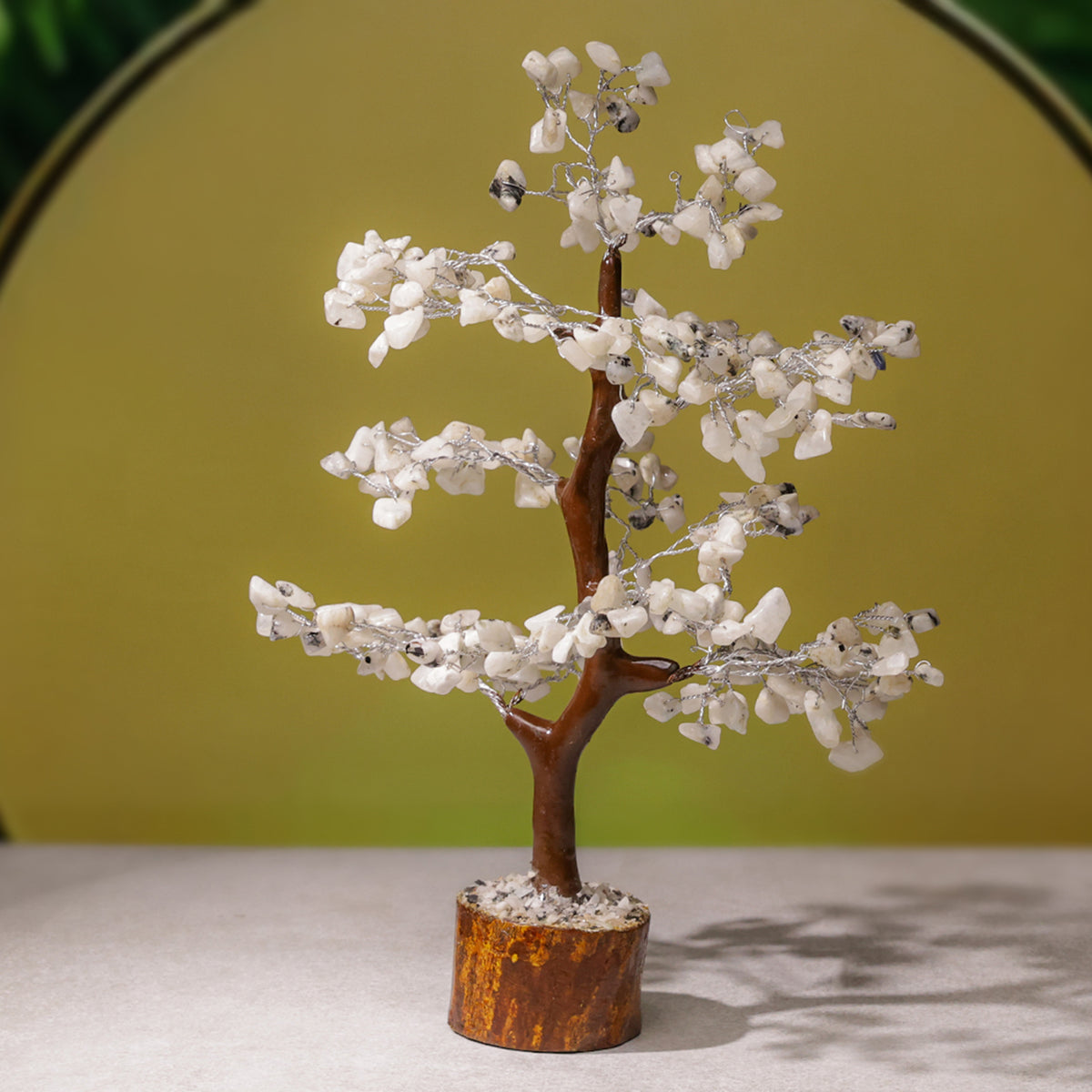 Rainbow Moonstone Crystal Tree – Wooden Base, for Vastu – view 4
