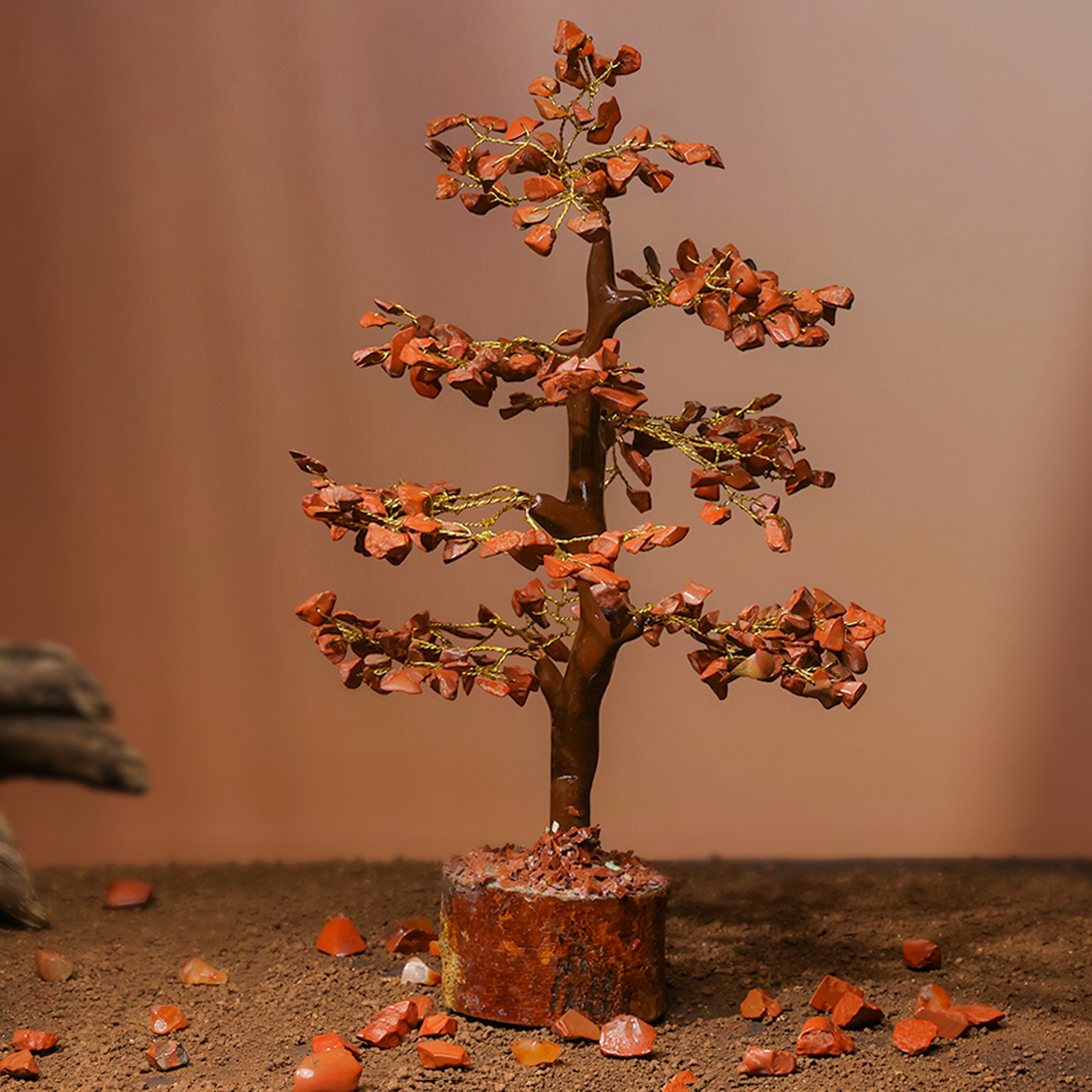 Red Jasper Crystal Tree – Wooden Base, for Vastu