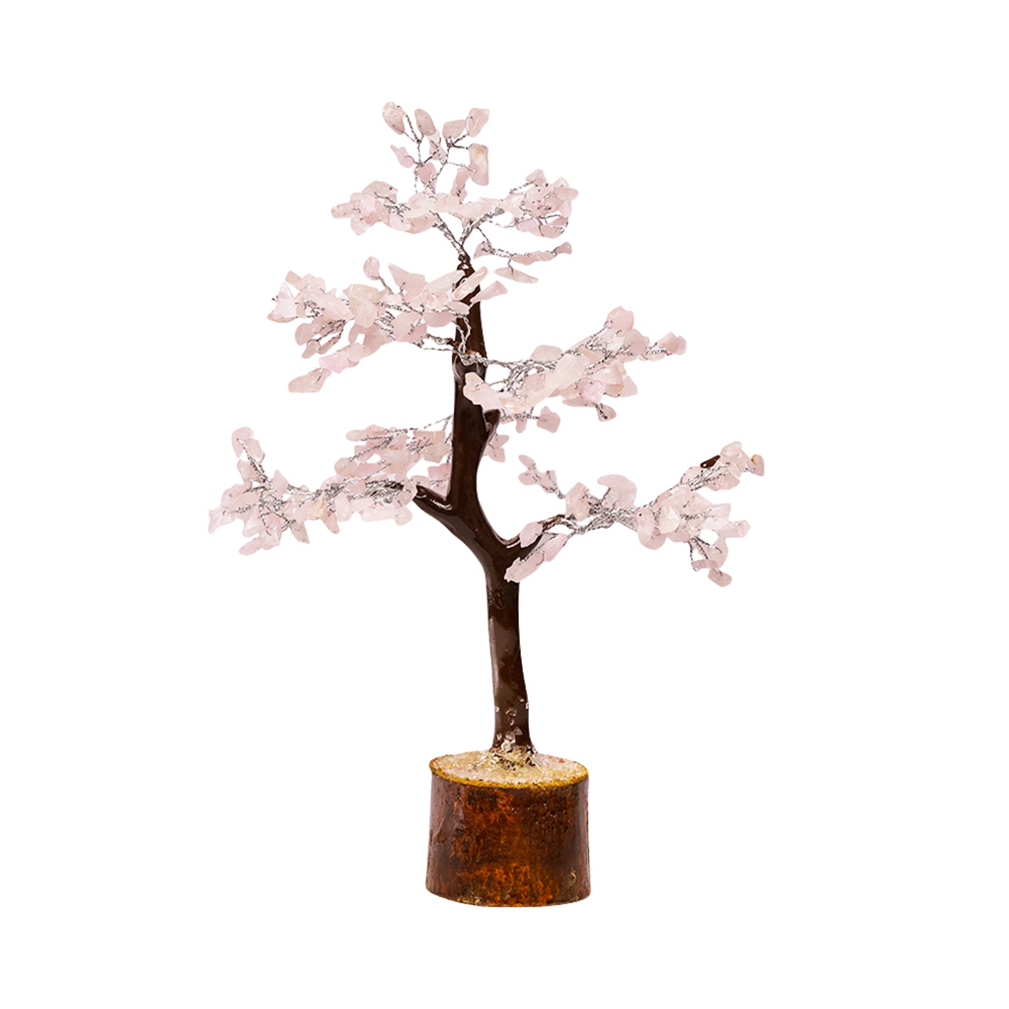 Rose Quartz Crystal Tree – Wooden Base, for Vastu