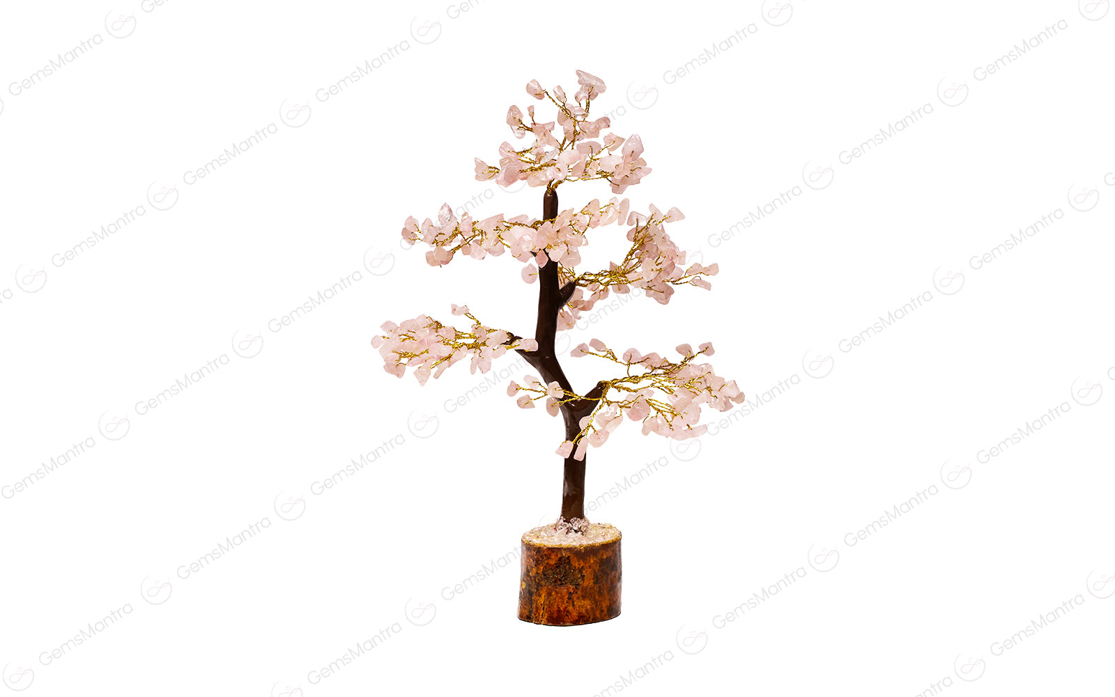 Wooden Rose Quartz Crystal Tree