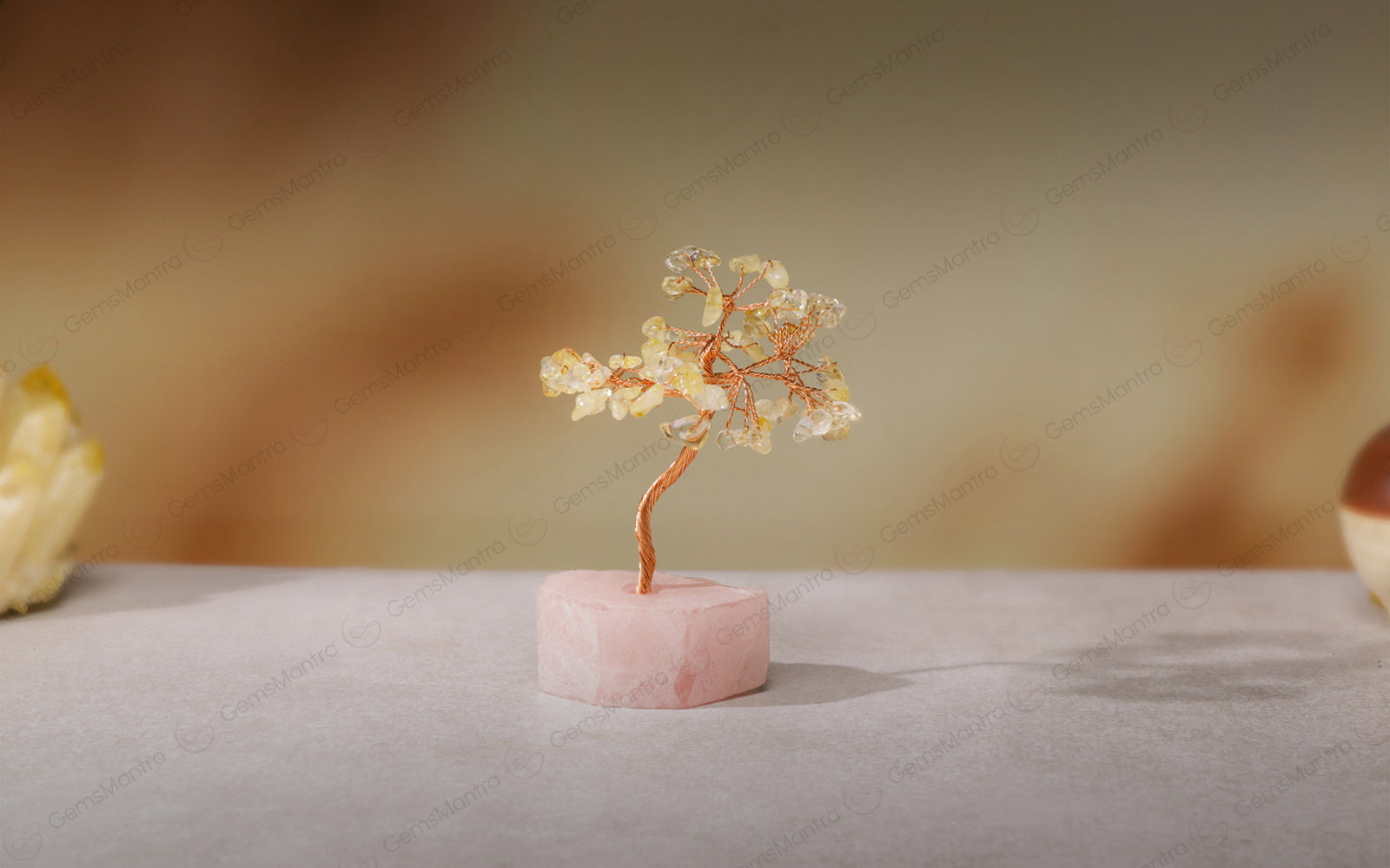 Citrine Tree With Raw Rose Quartz Tree