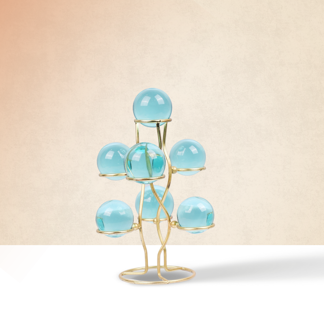Aqua Obsidian 7-Sphere Set with Stand – for Vastu